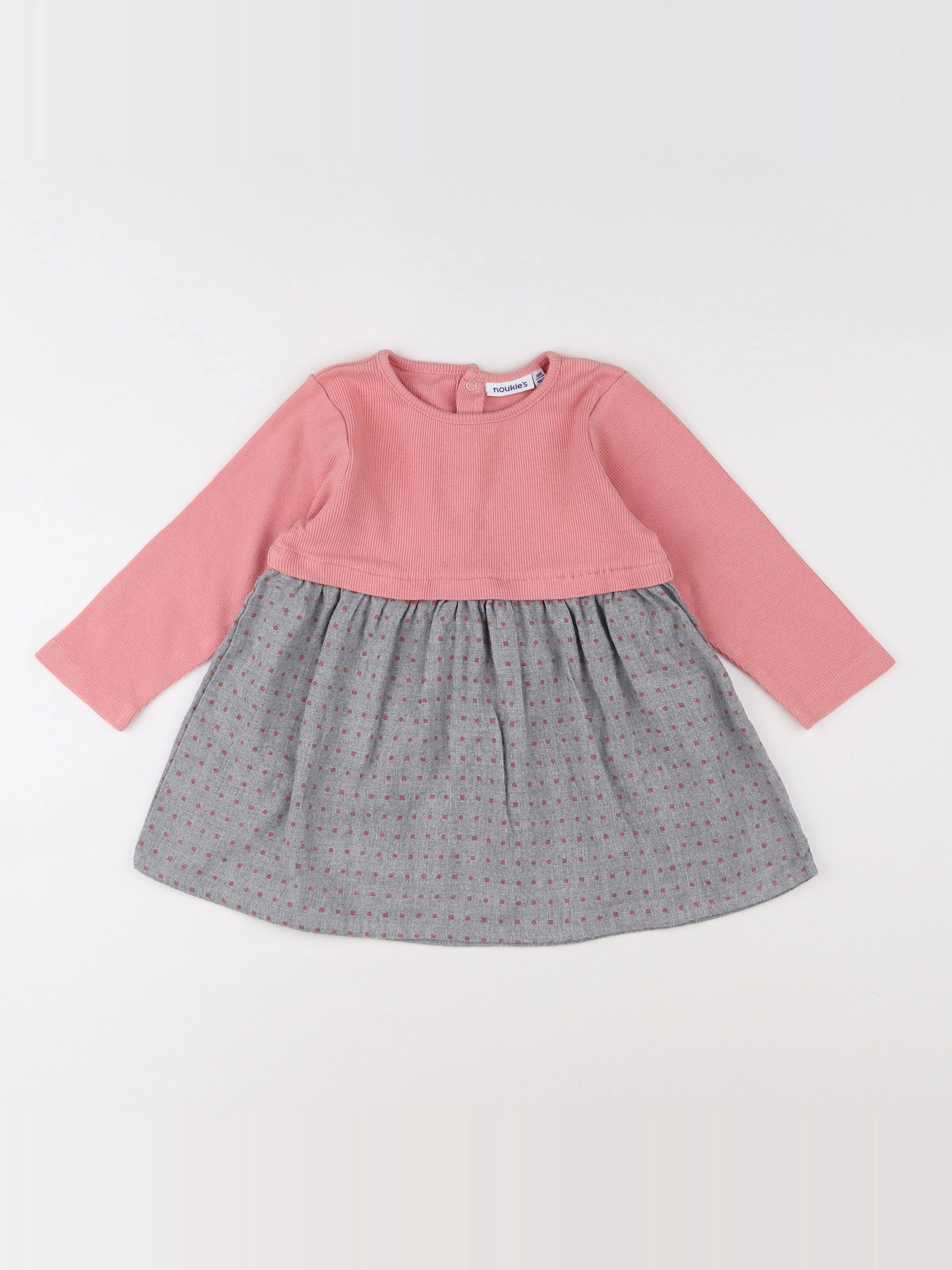 Noukie's - robe gris, rose - 18 mois