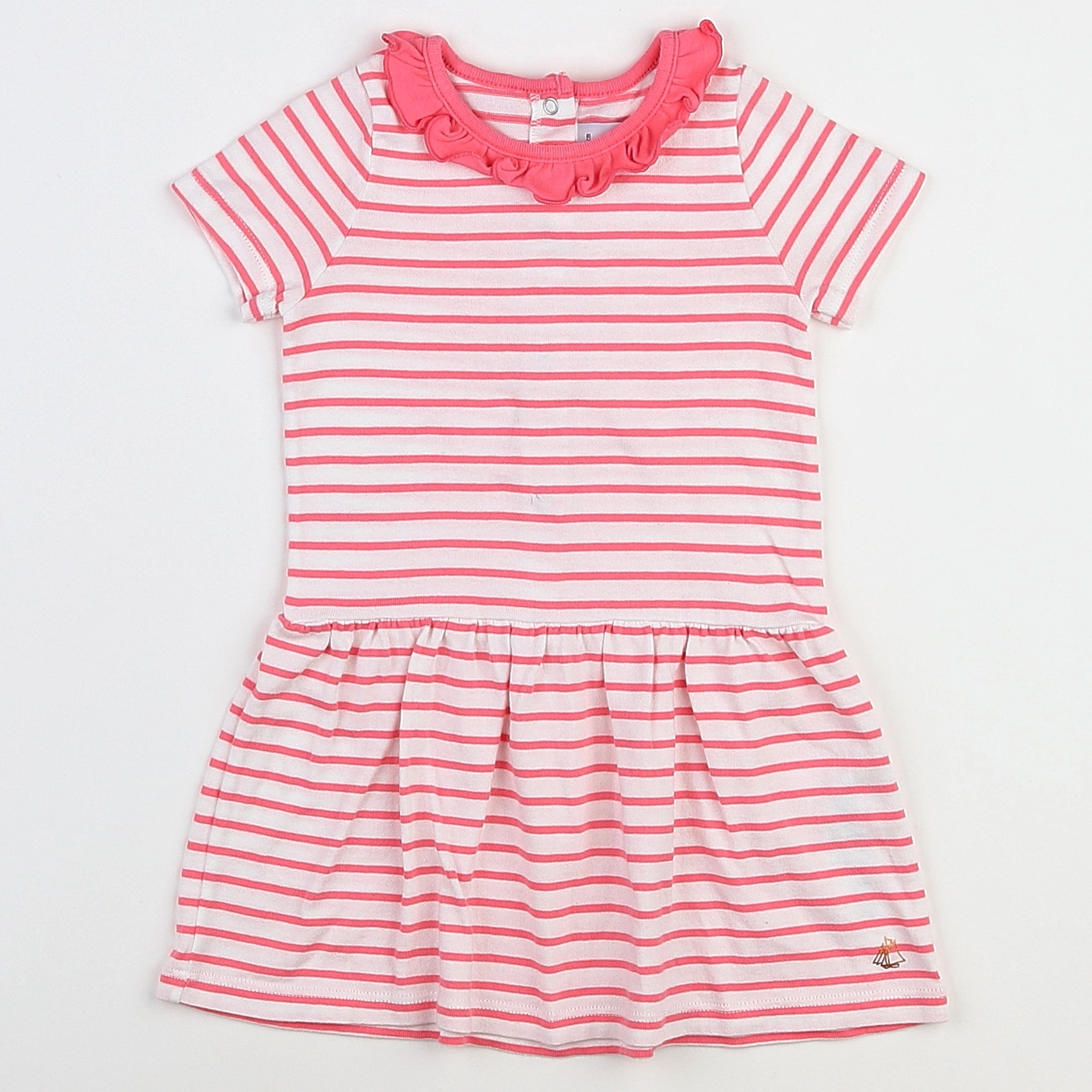 Petit Bateau - robe blanc, rose - 18 mois