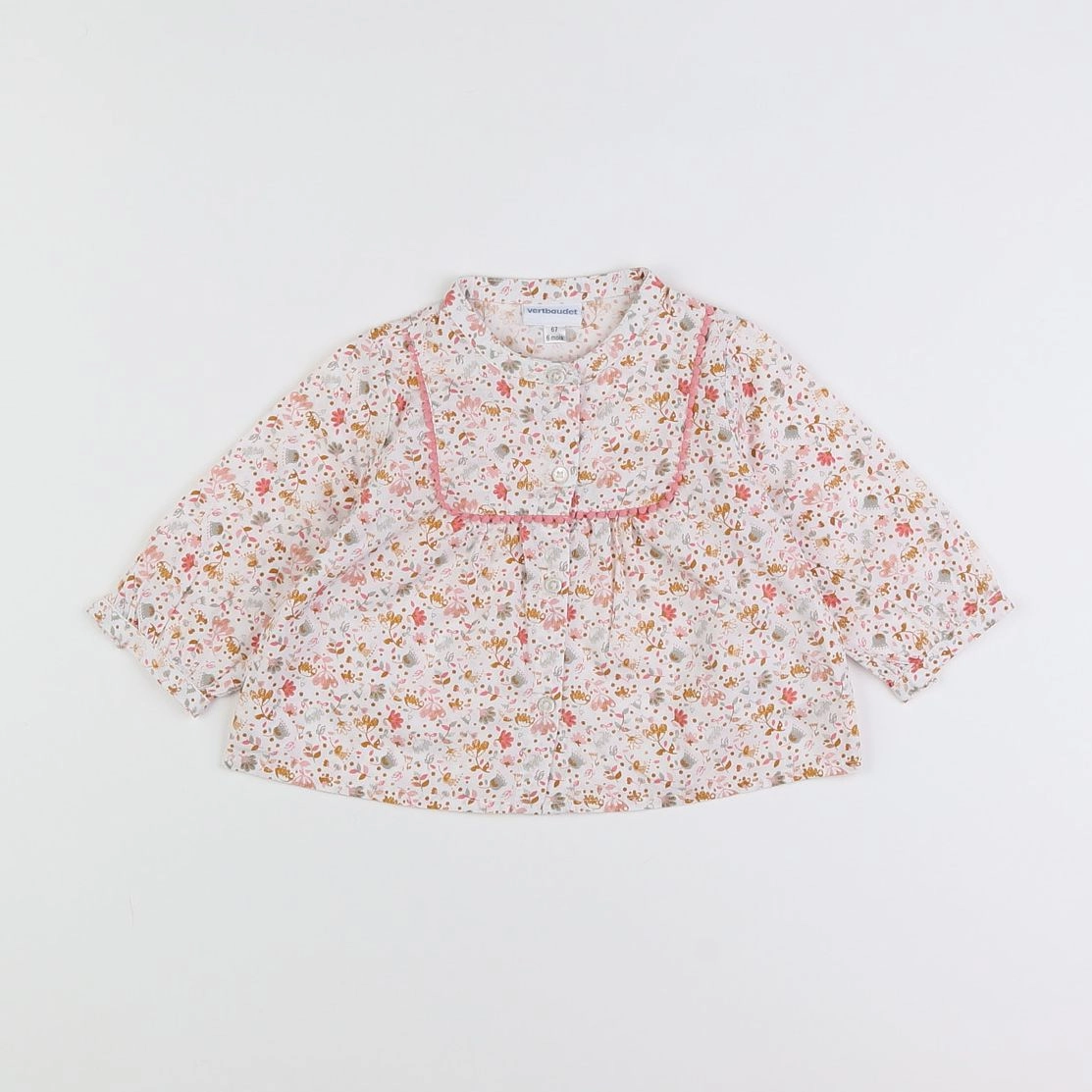 Vertbaudet - blouse rose, gris - 6 mois