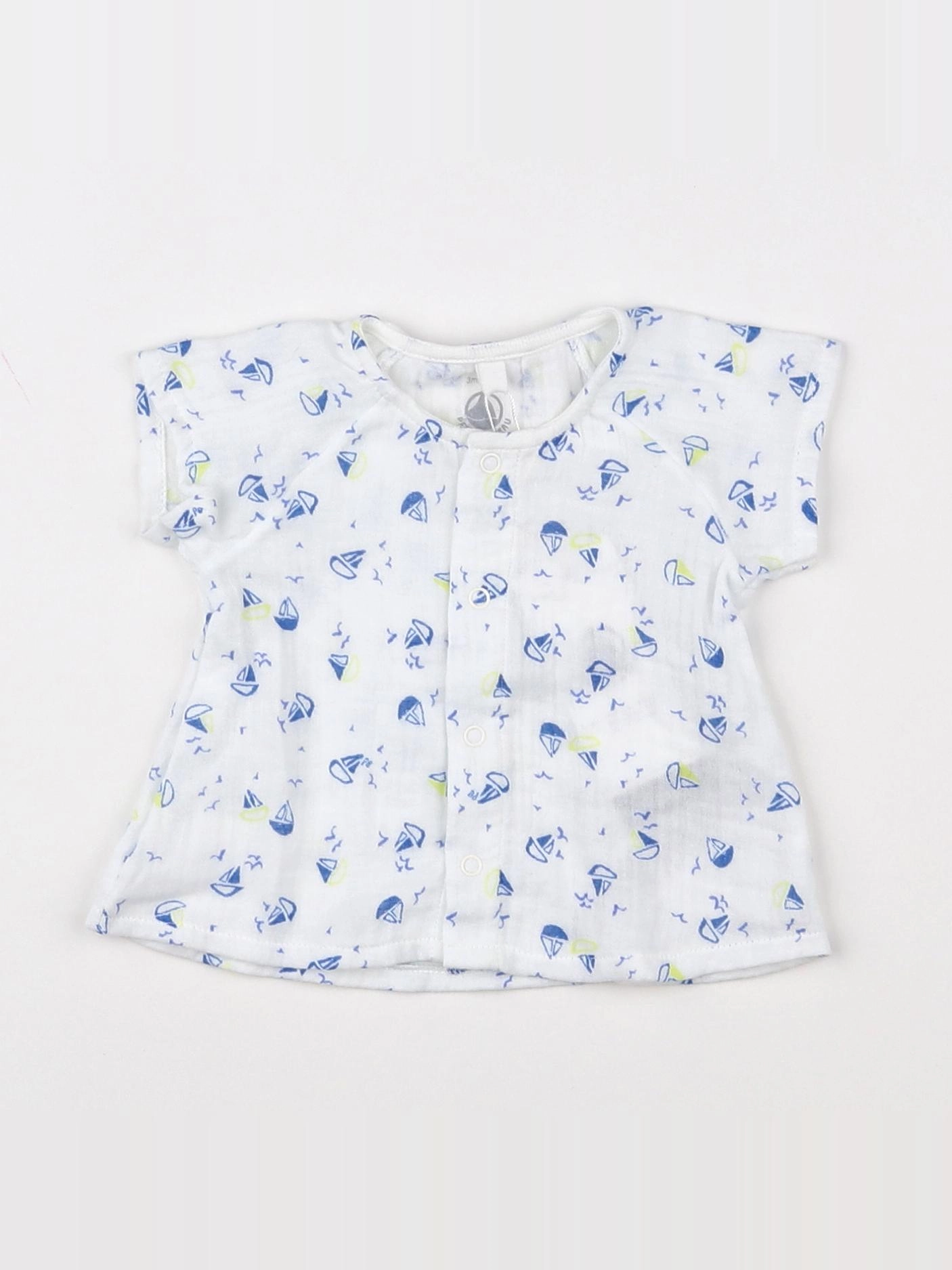 Petit Bateau - blouse blanc (état neuf) - 3 mois