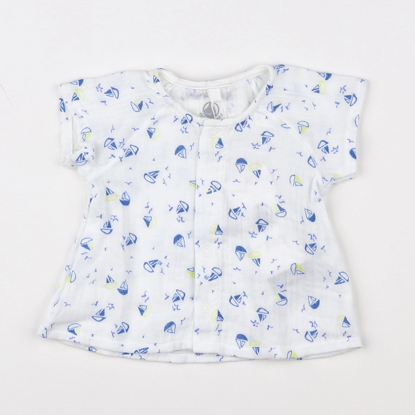 Petit Bateau - blouse blanc (état neuf) - 3 mois