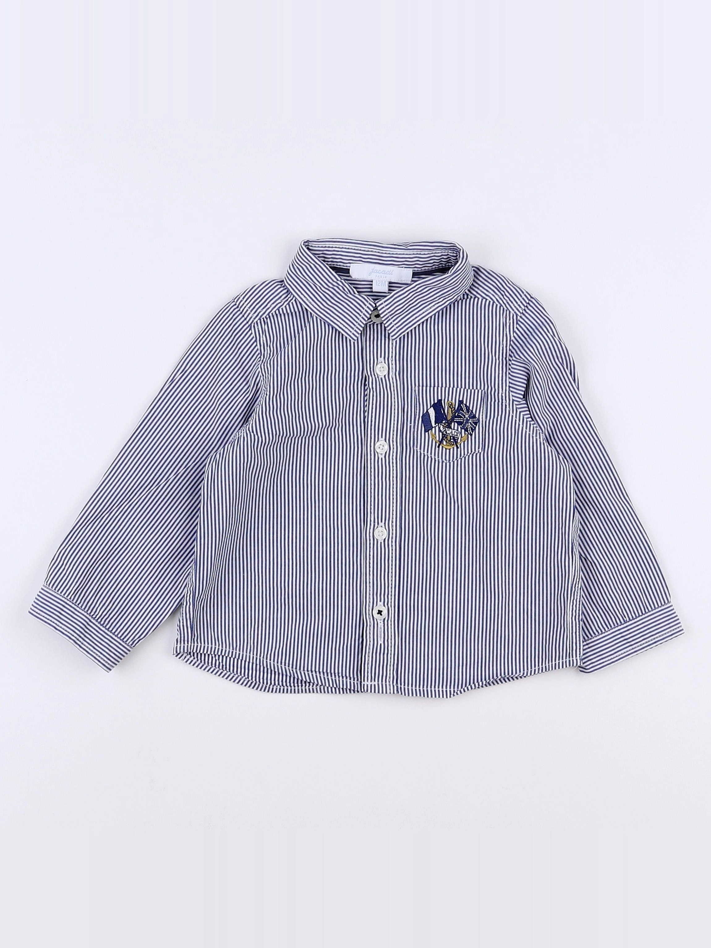 Jacadi - chemise blanc, bleu - 12 mois