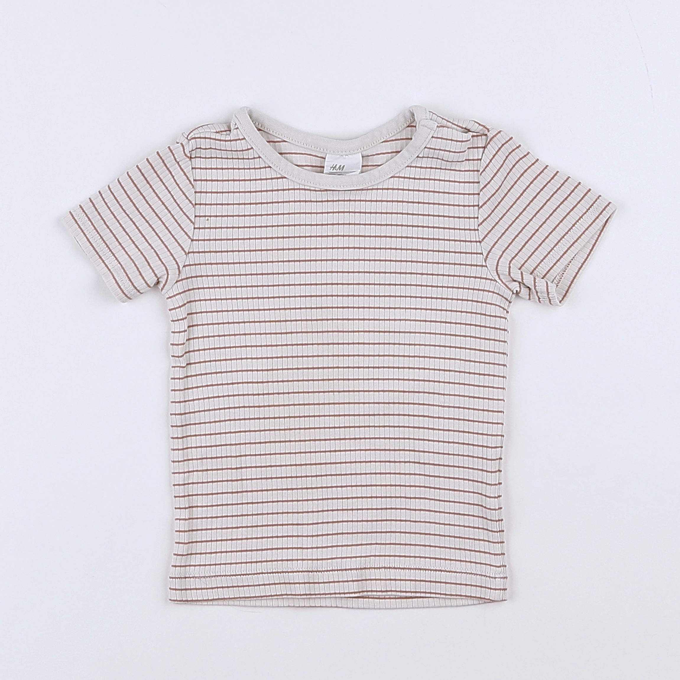 H&M - tee-shirt beige, marron - 9/12 mois