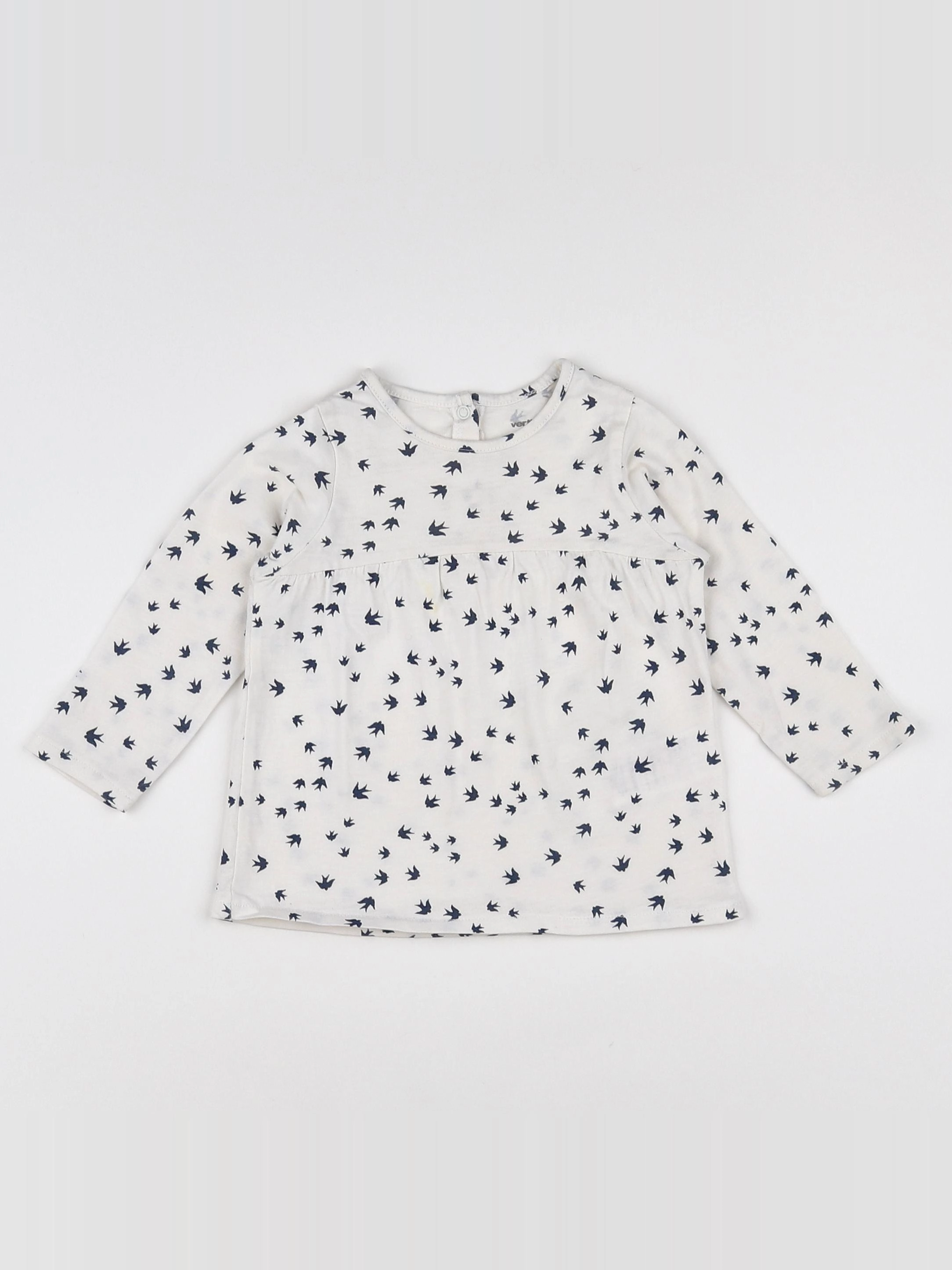 Vertbaudet - tee-shirt blanc, noir - 12 mois