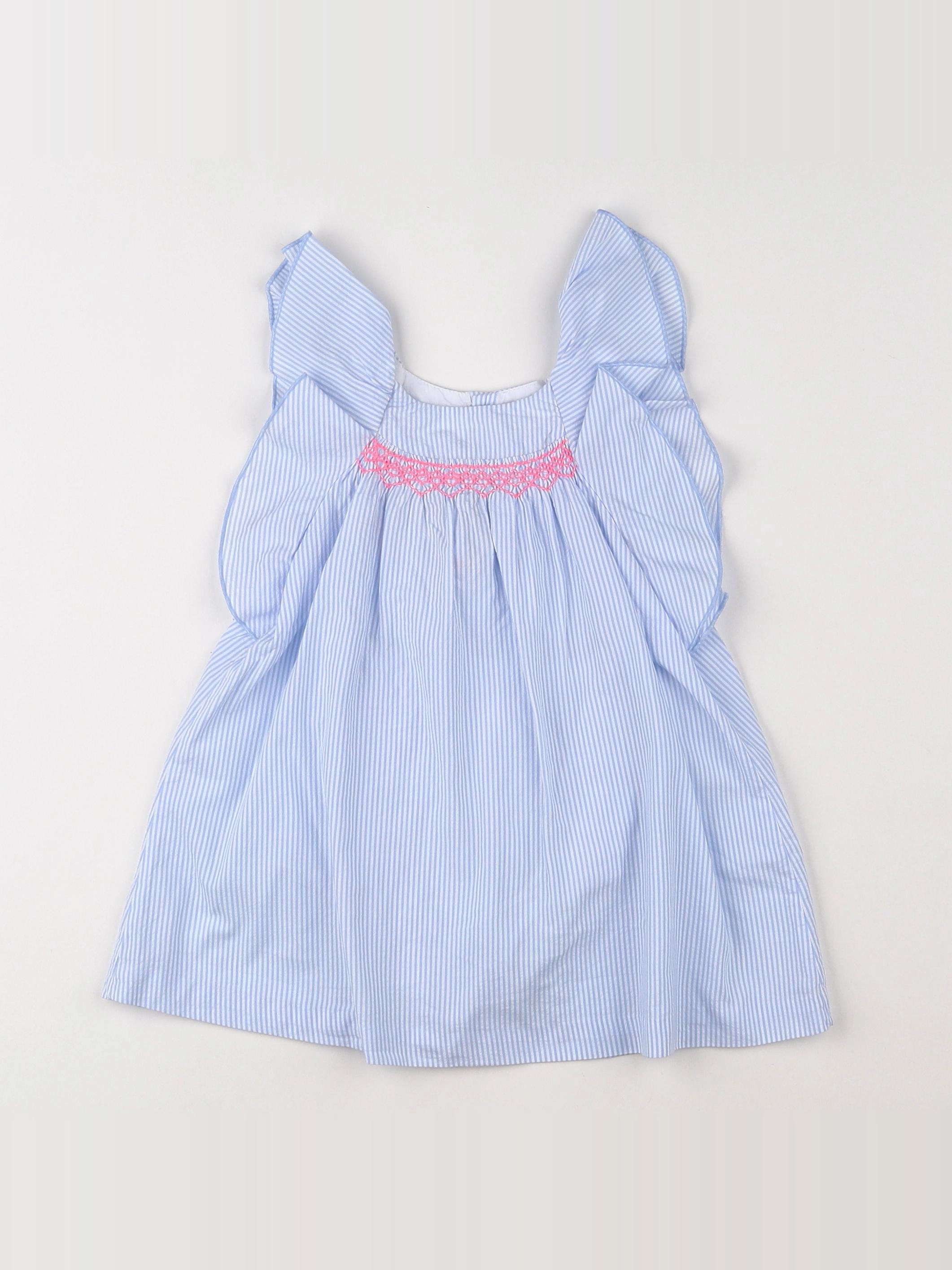 Jacadi - robe blanc, bleu - 12 mois
