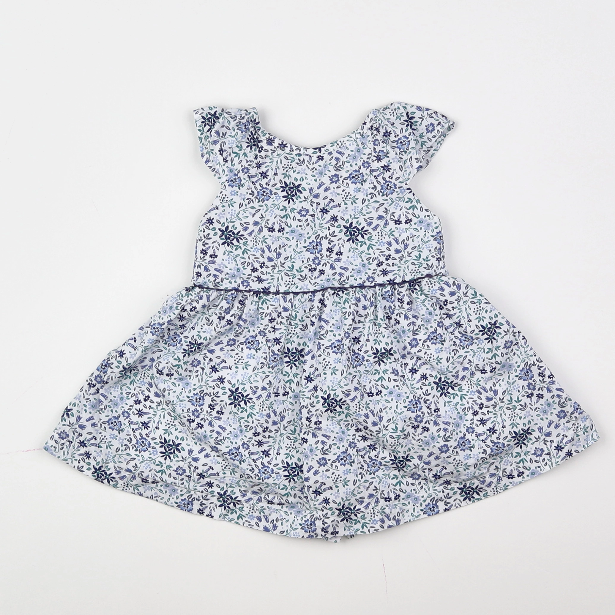 Vertbaudet - robe blanc, bleu - 6 mois