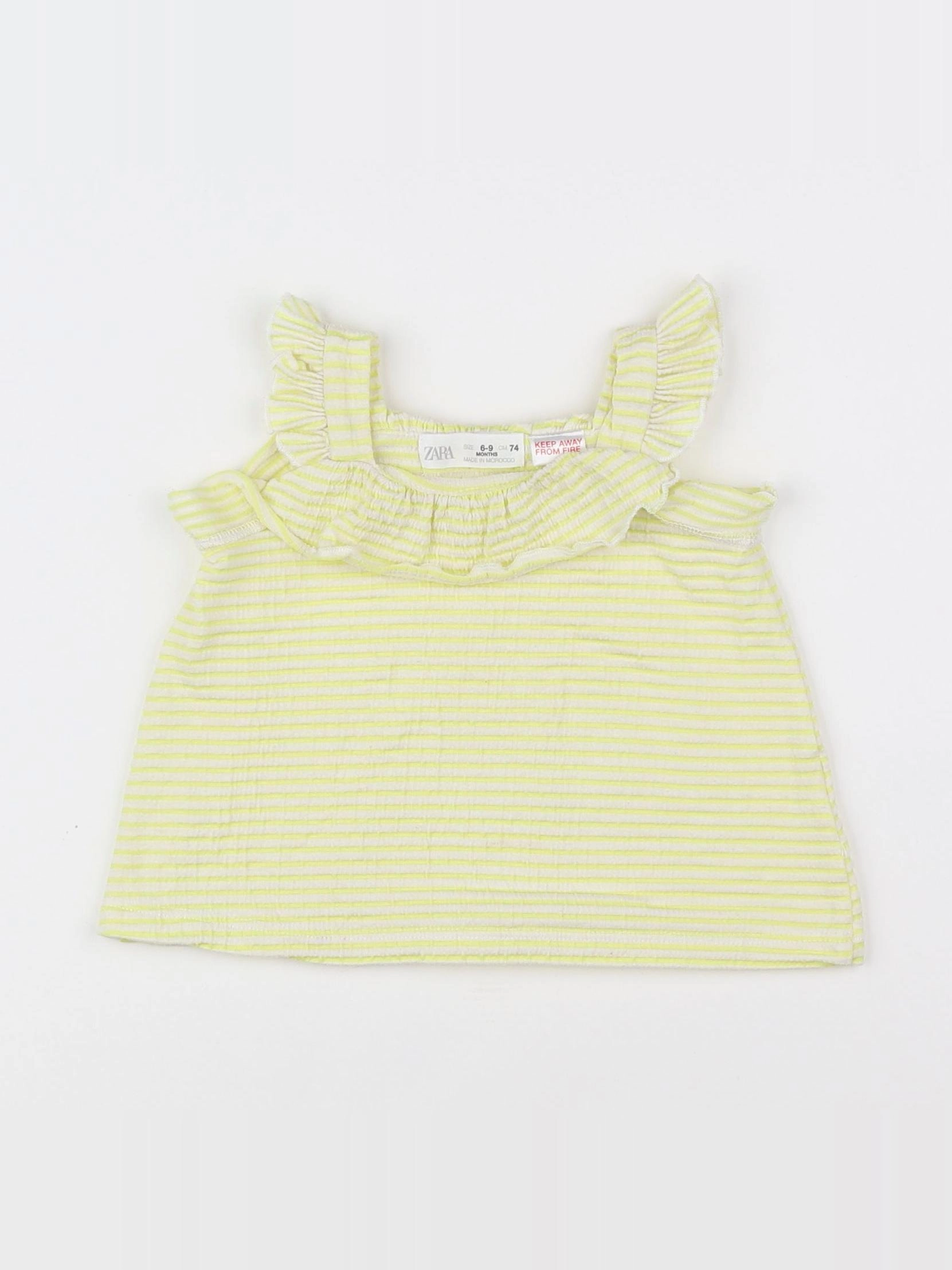 Zara - débardeur jaune, blanc - 6/9 mois
