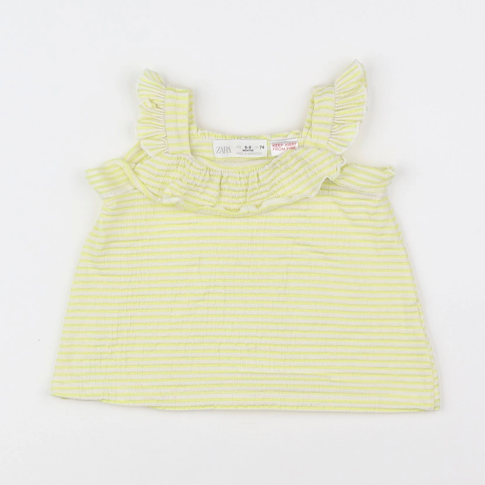 Zara - débardeur jaune, blanc - 6/9 mois
