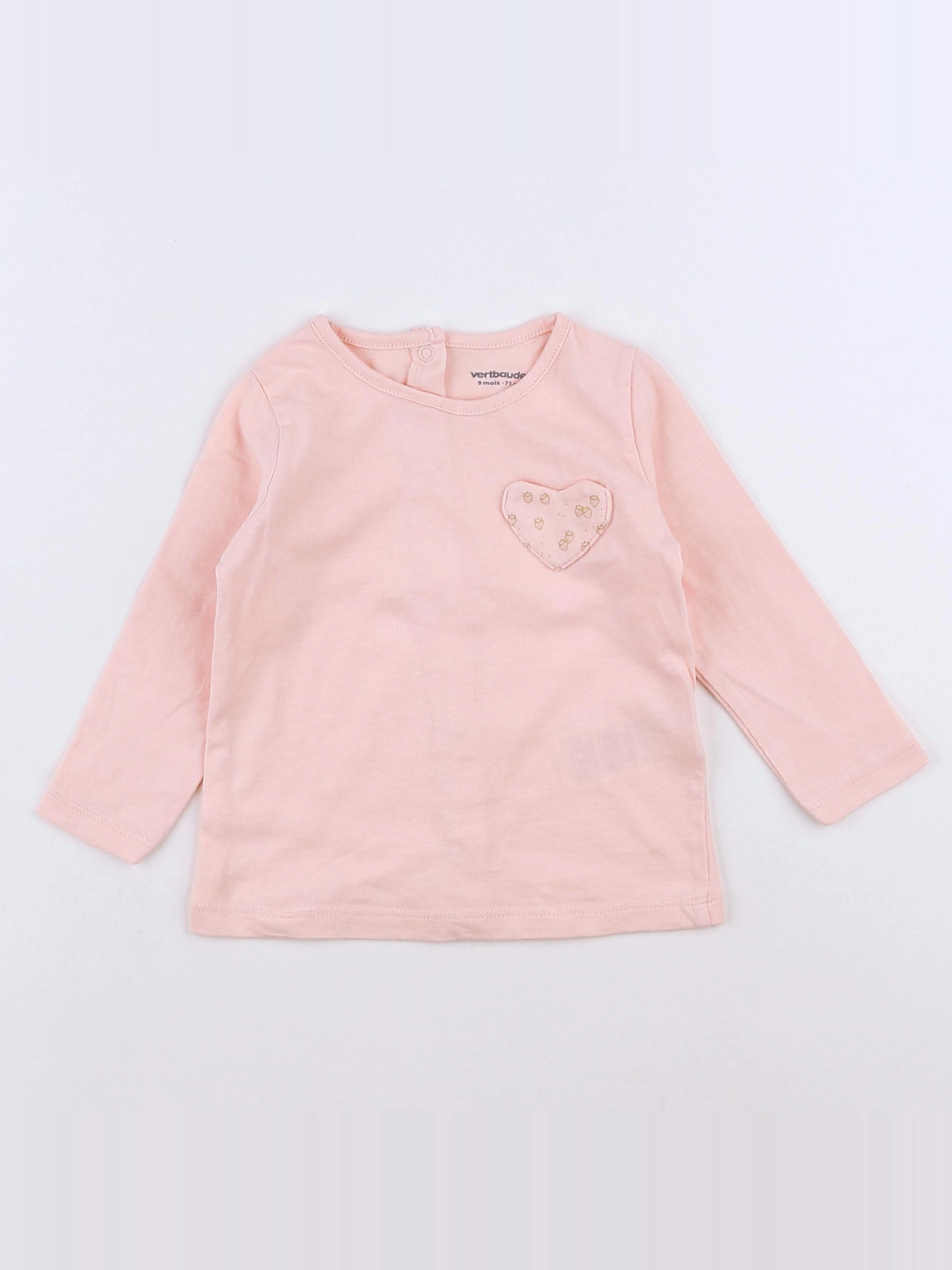 Vertbaudet - tee-shirt rose - 9 mois
