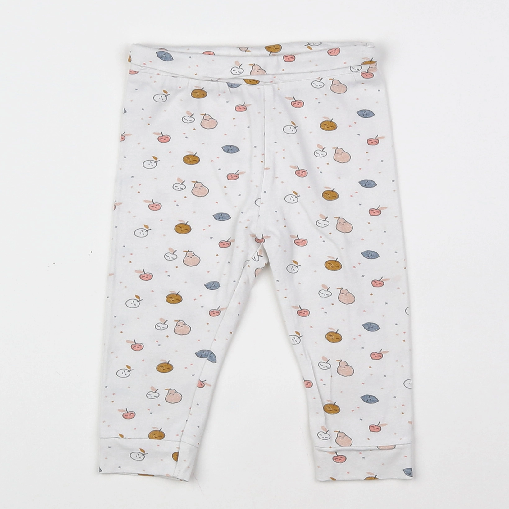 Vertbaudet - legging jaune, blanc - 9 mois