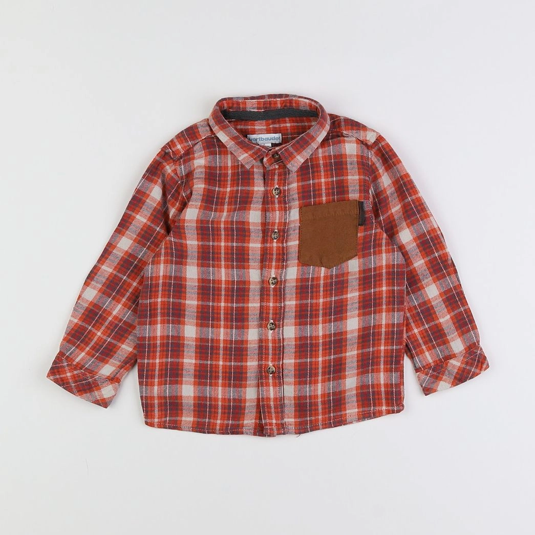 Vertbaudet - chemise orange, gris - 18 mois