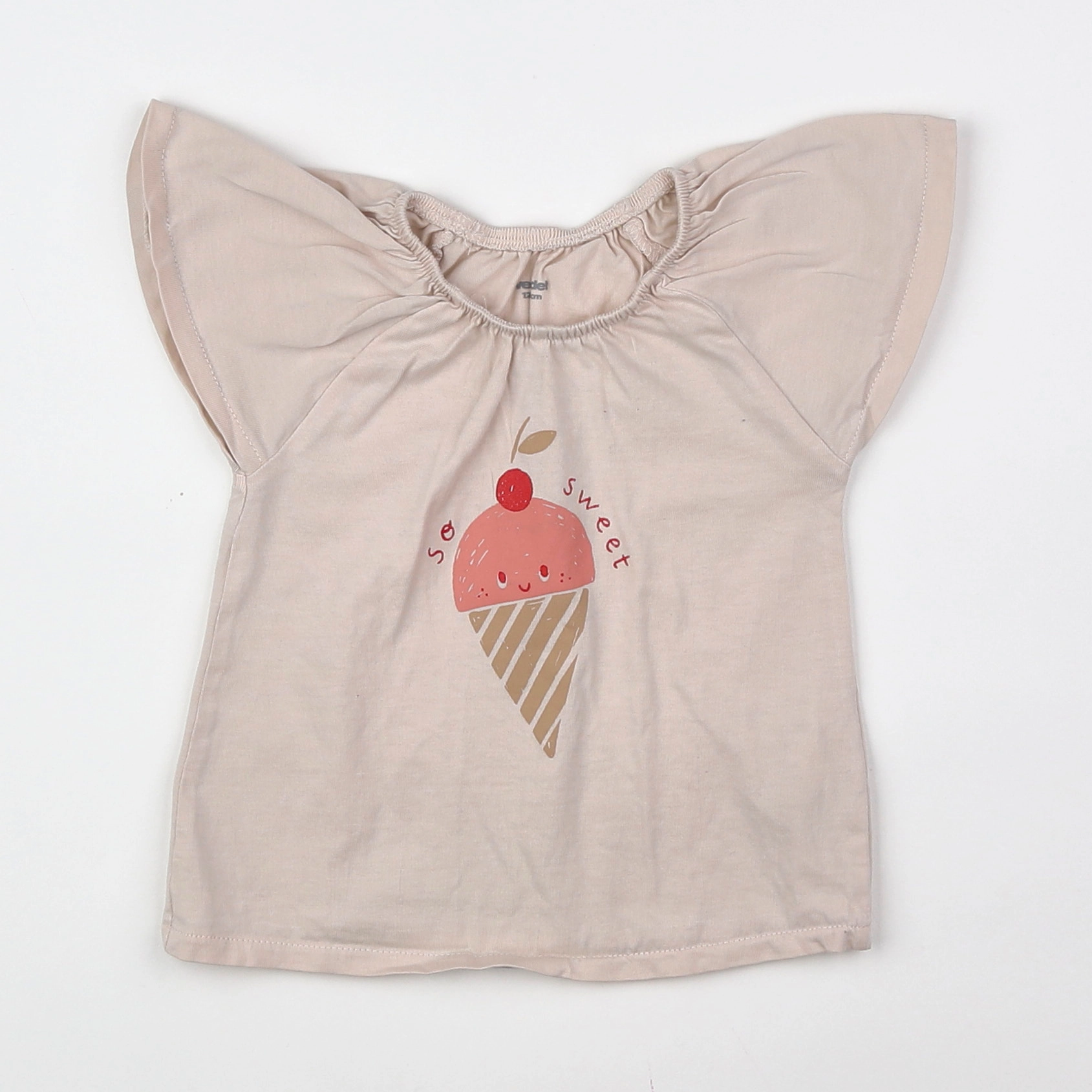 Vertbaudet - tee-shirt beige - 12 mois
