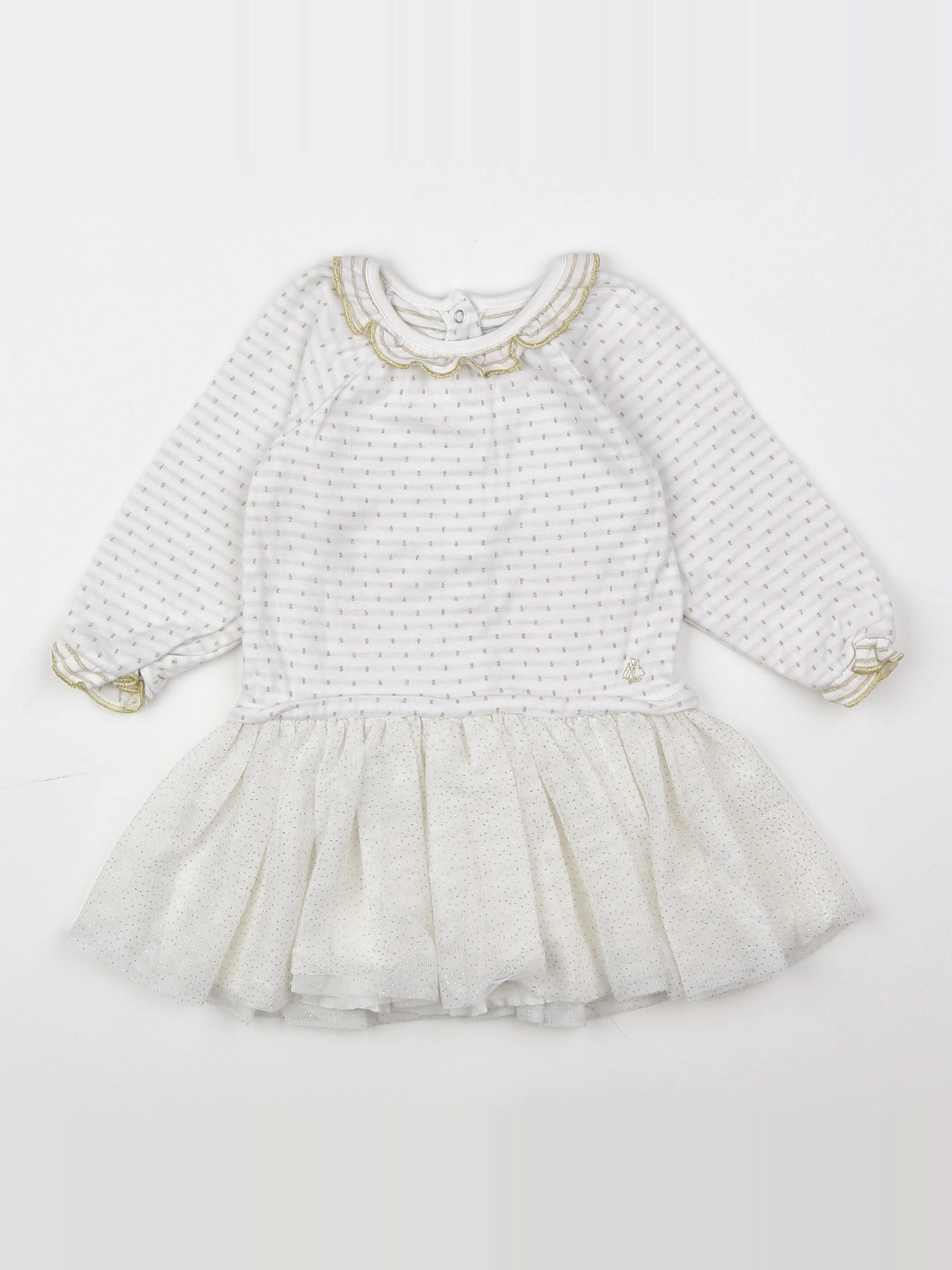 Petit Bateau - robe blanc - 12 mois