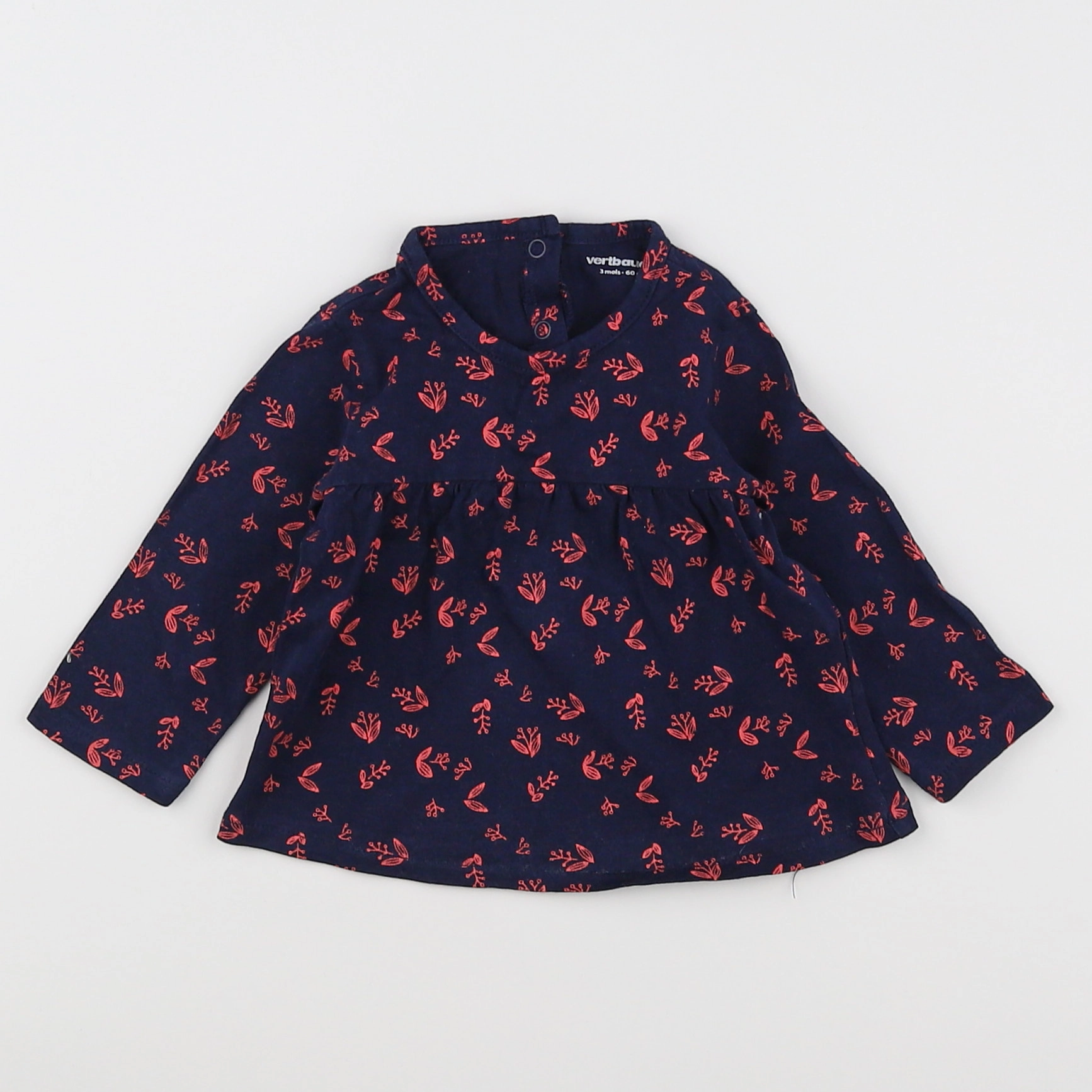 Vertbaudet - tee-shirt bleu, rouge - 3 mois