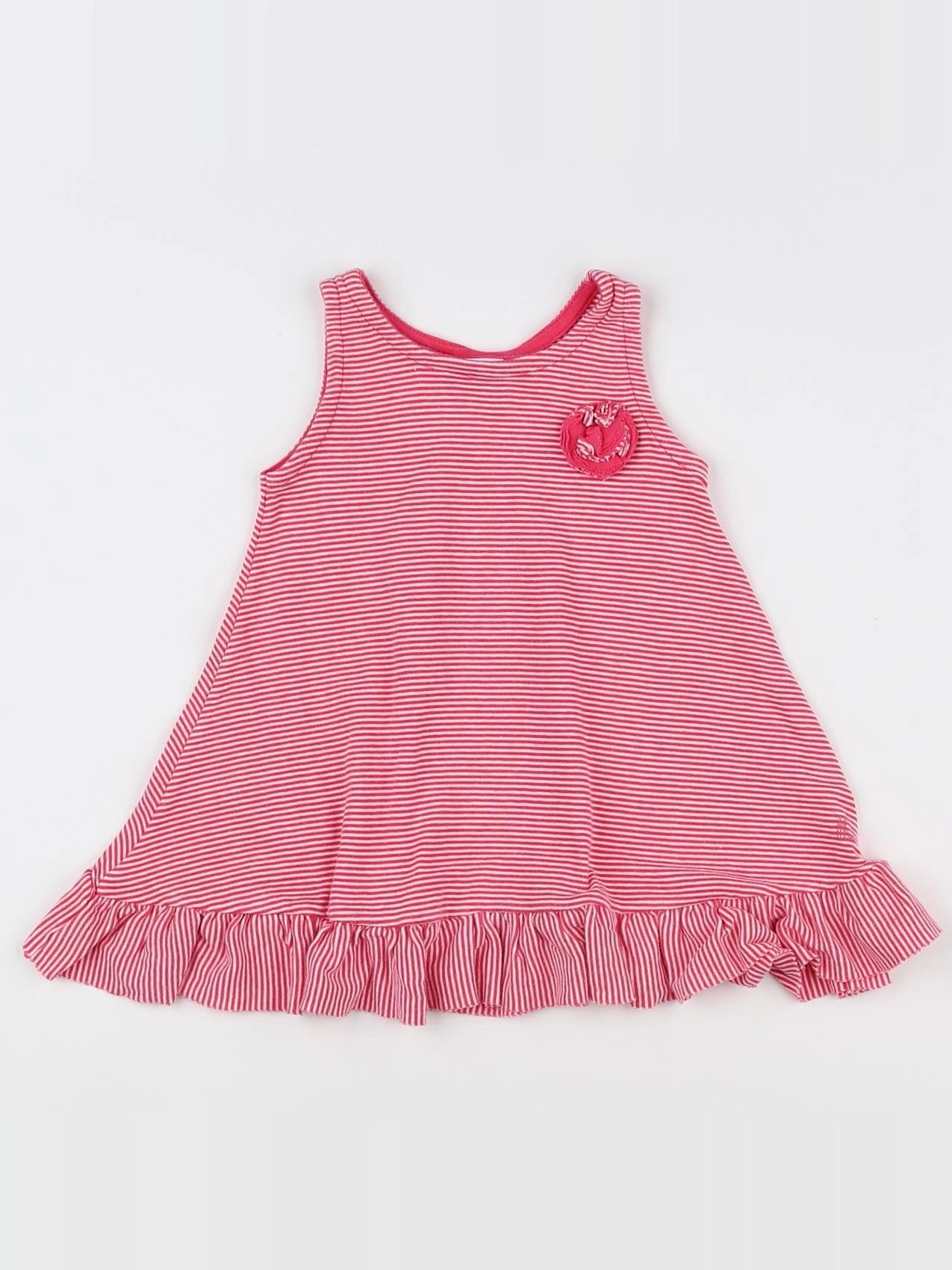 Petit Bateau - robe blanc, rose - 12 mois