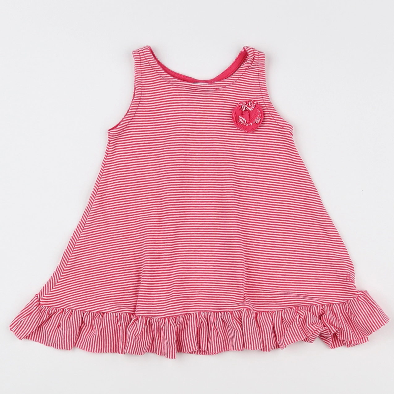 Petit Bateau - robe blanc, rose - 12 mois