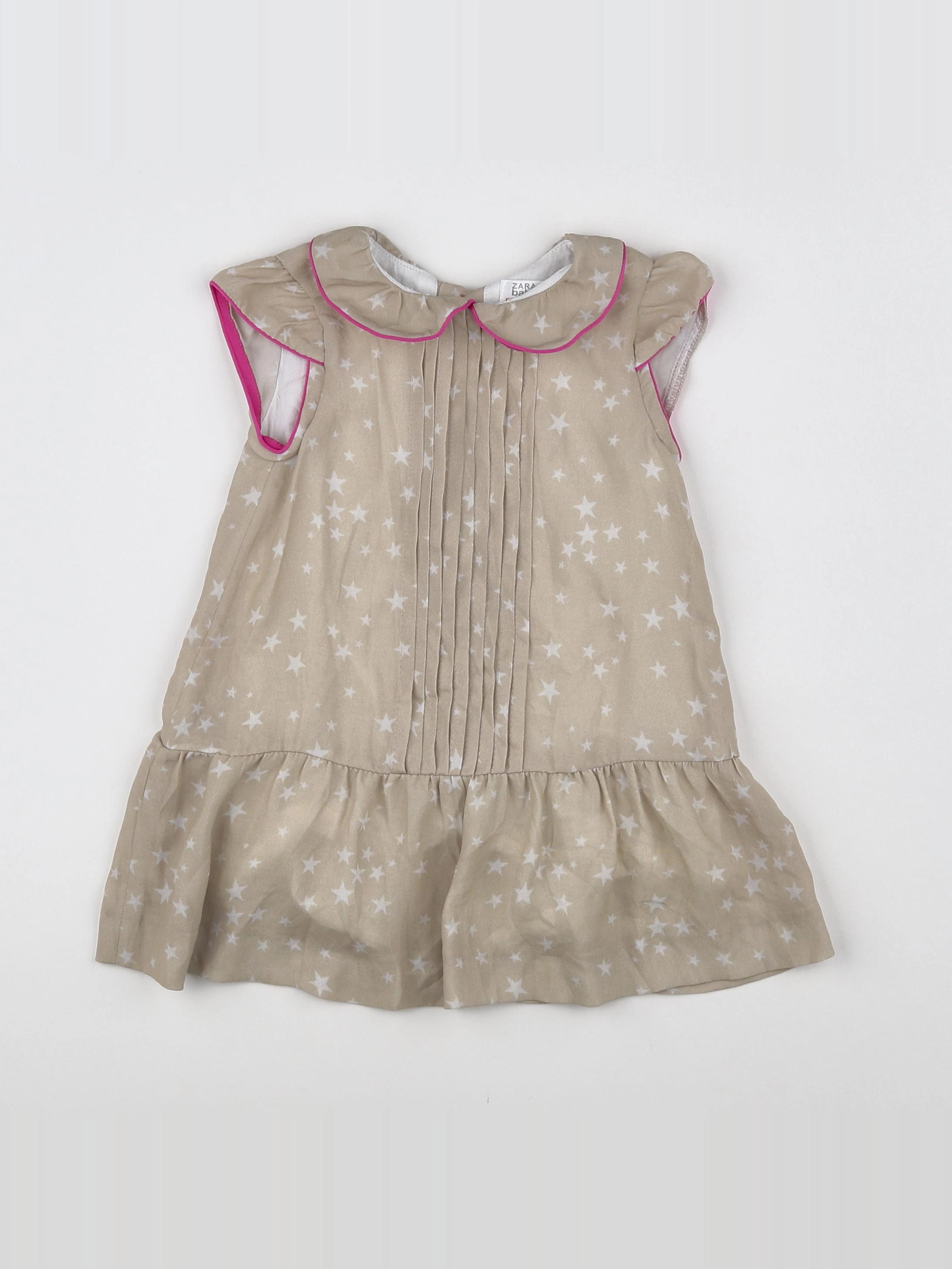 Zara - robe marron, blanc - 18 mois à 2 ans