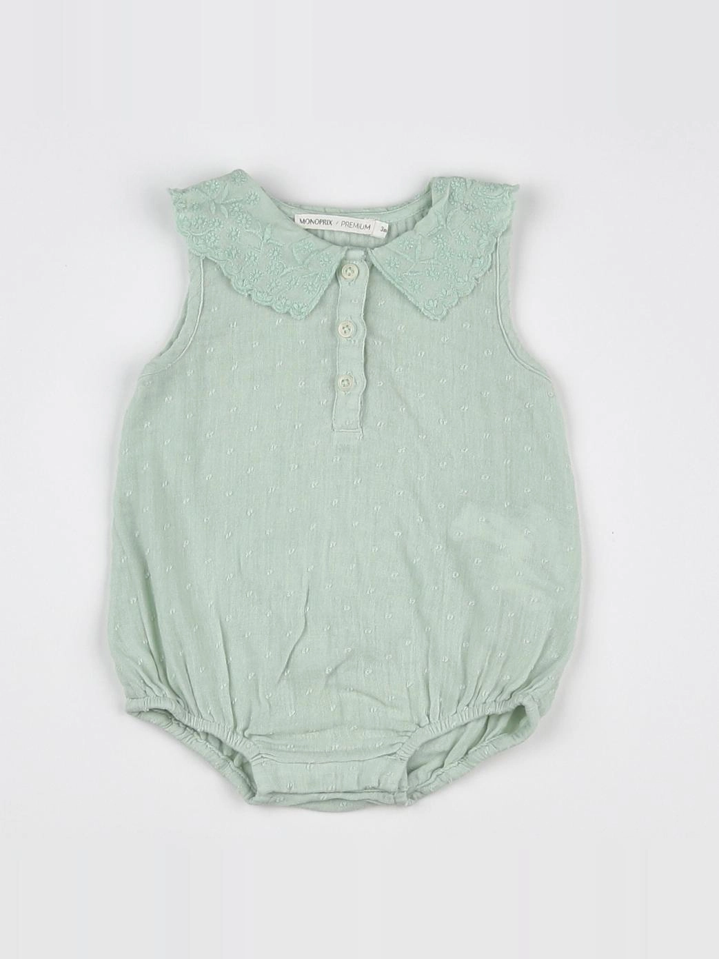 Monoprix - combinaison vert - 3 mois