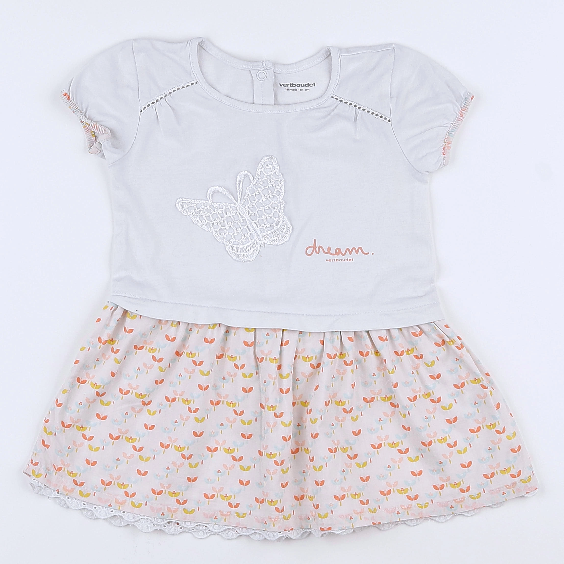 Vertbaudet - robe blanc, multicolore - 18 mois