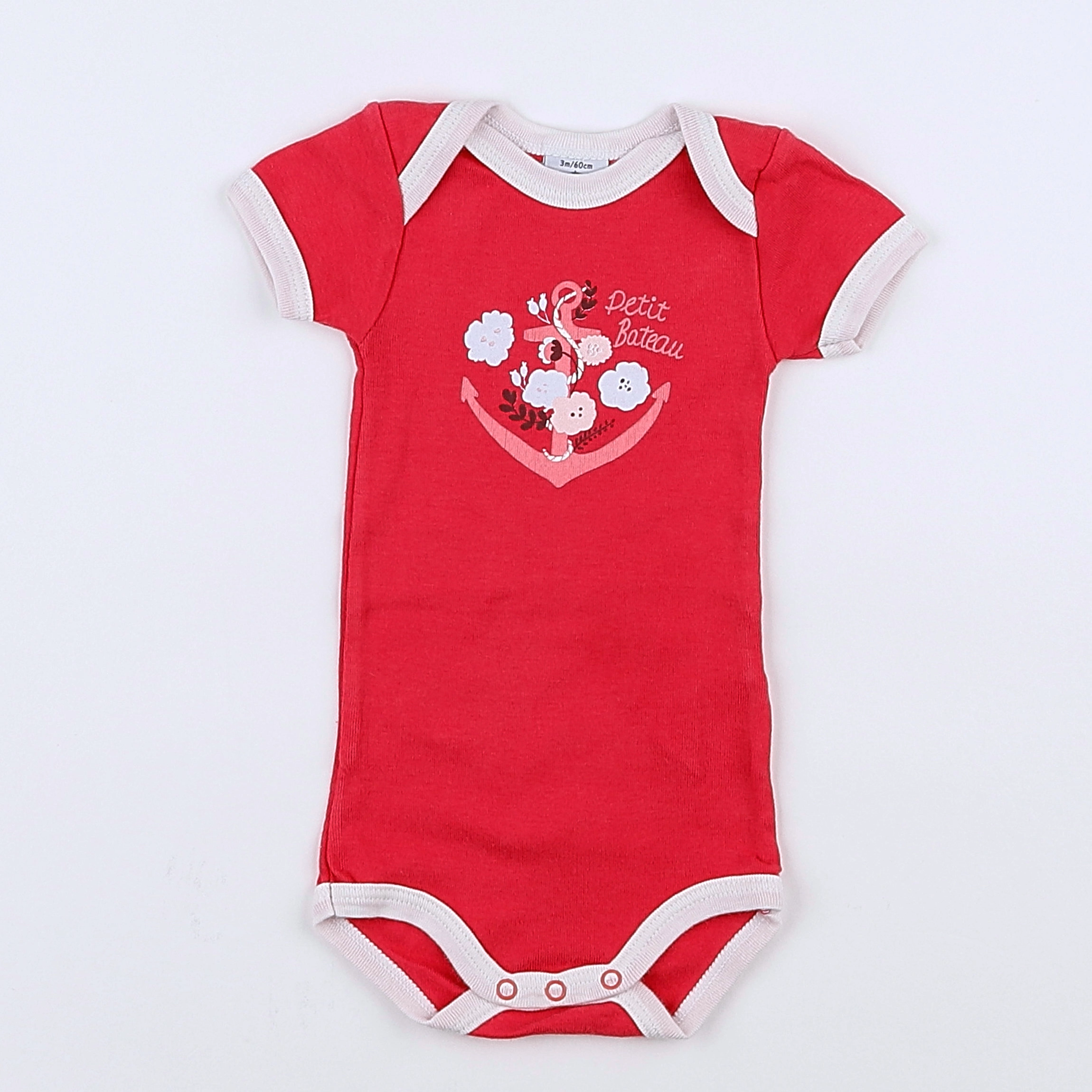 Petit Bateau - body rose, blanc - 3 mois