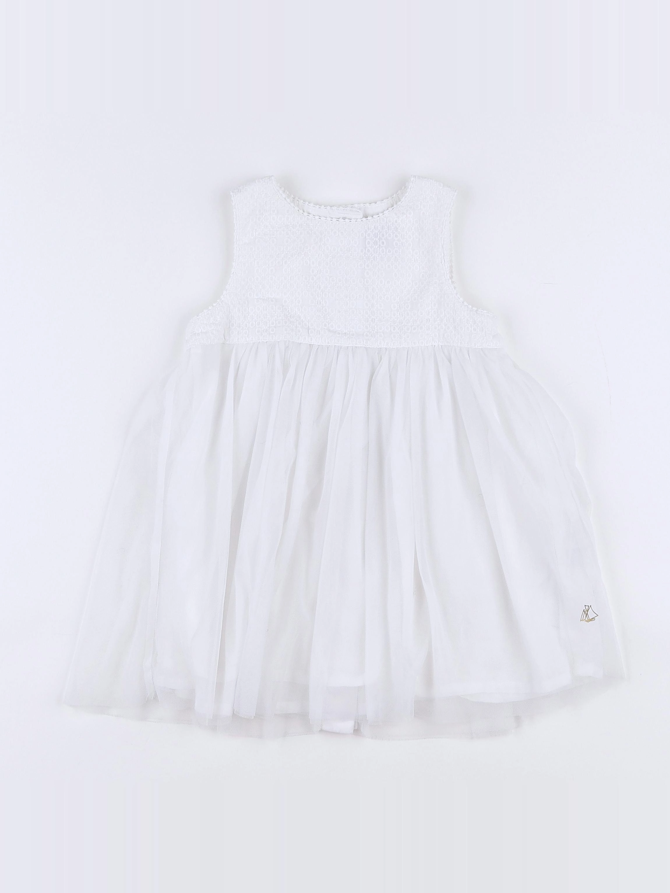 Petit Bateau - robe blanc - 12 mois