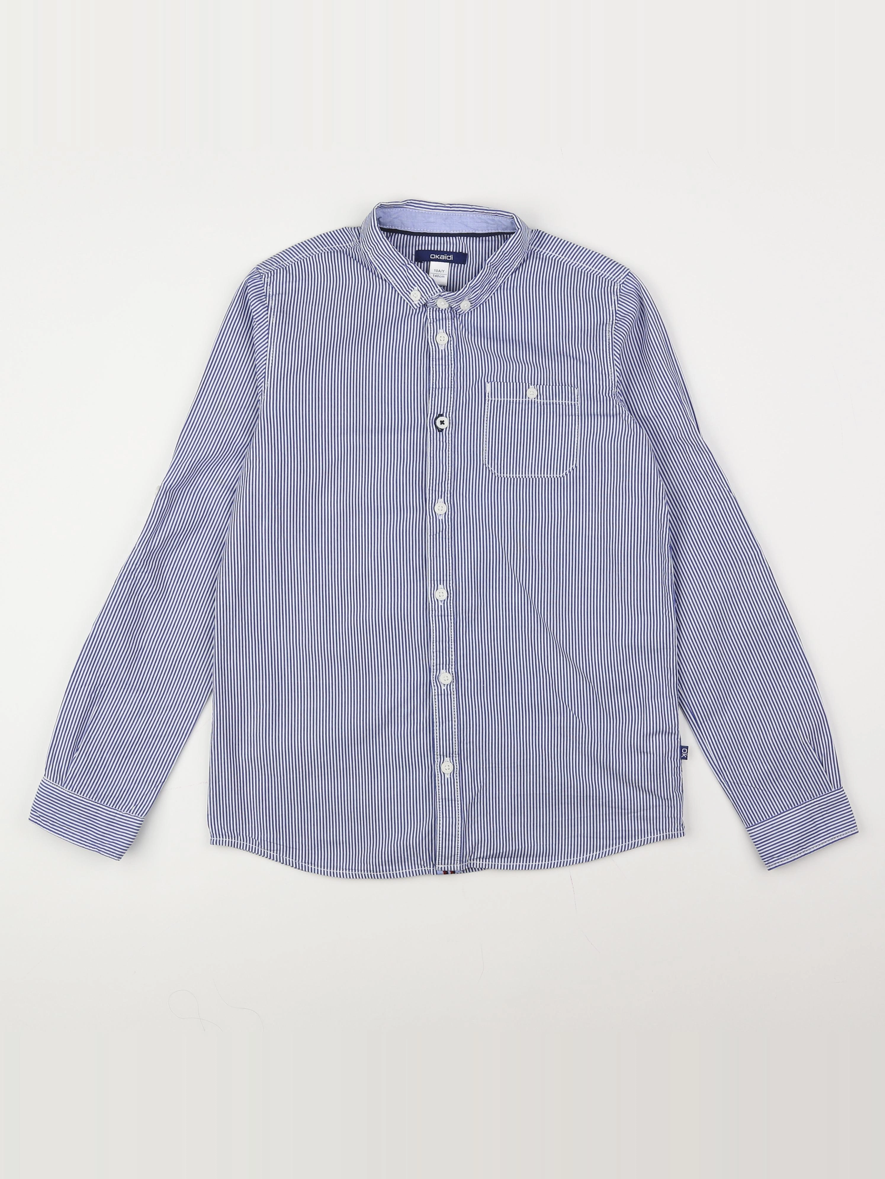 Okaidi - chemise blanc, bleu - 10 ans