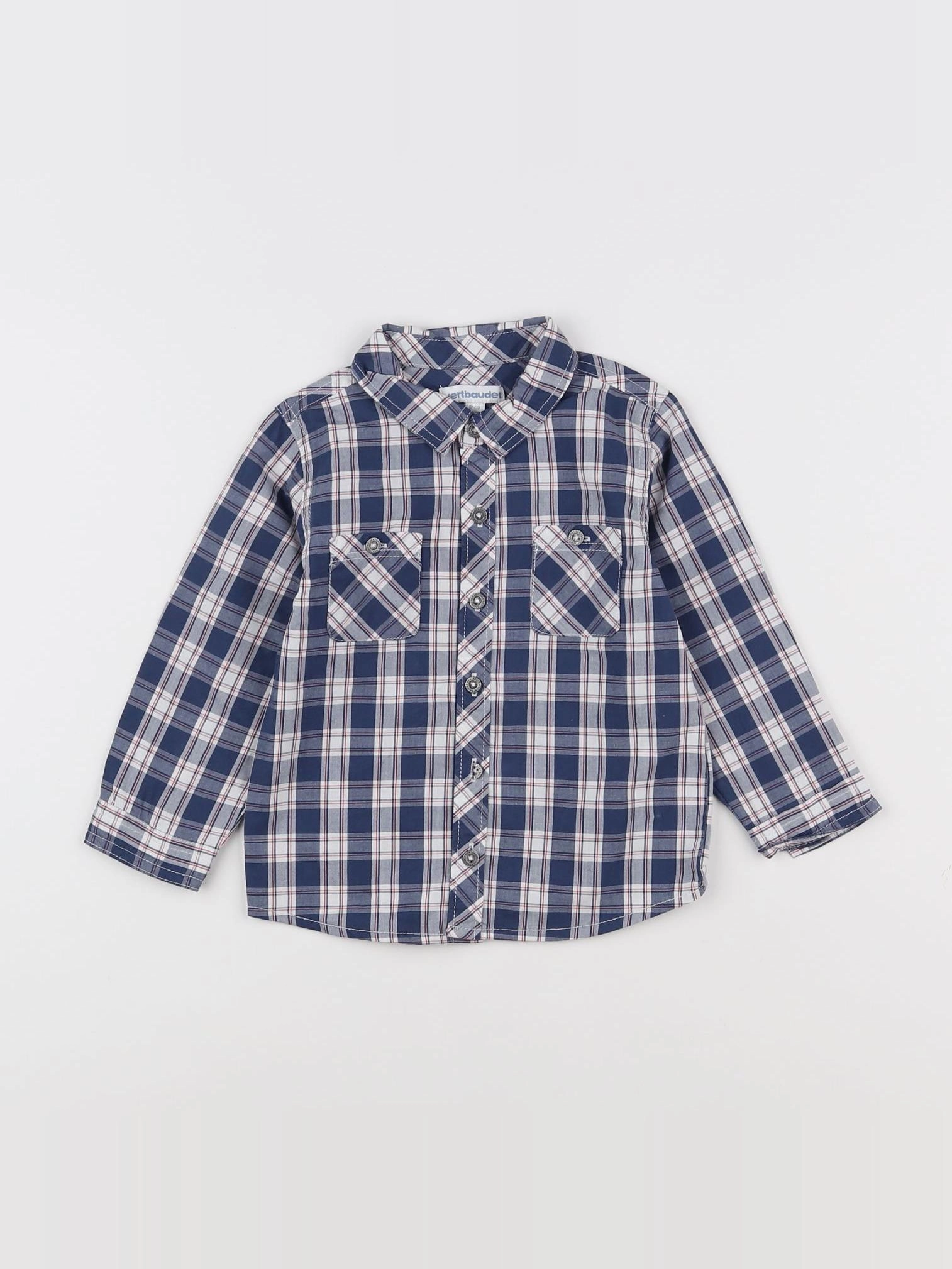 Vertbaudet - chemise bleu, blanc - 18 mois