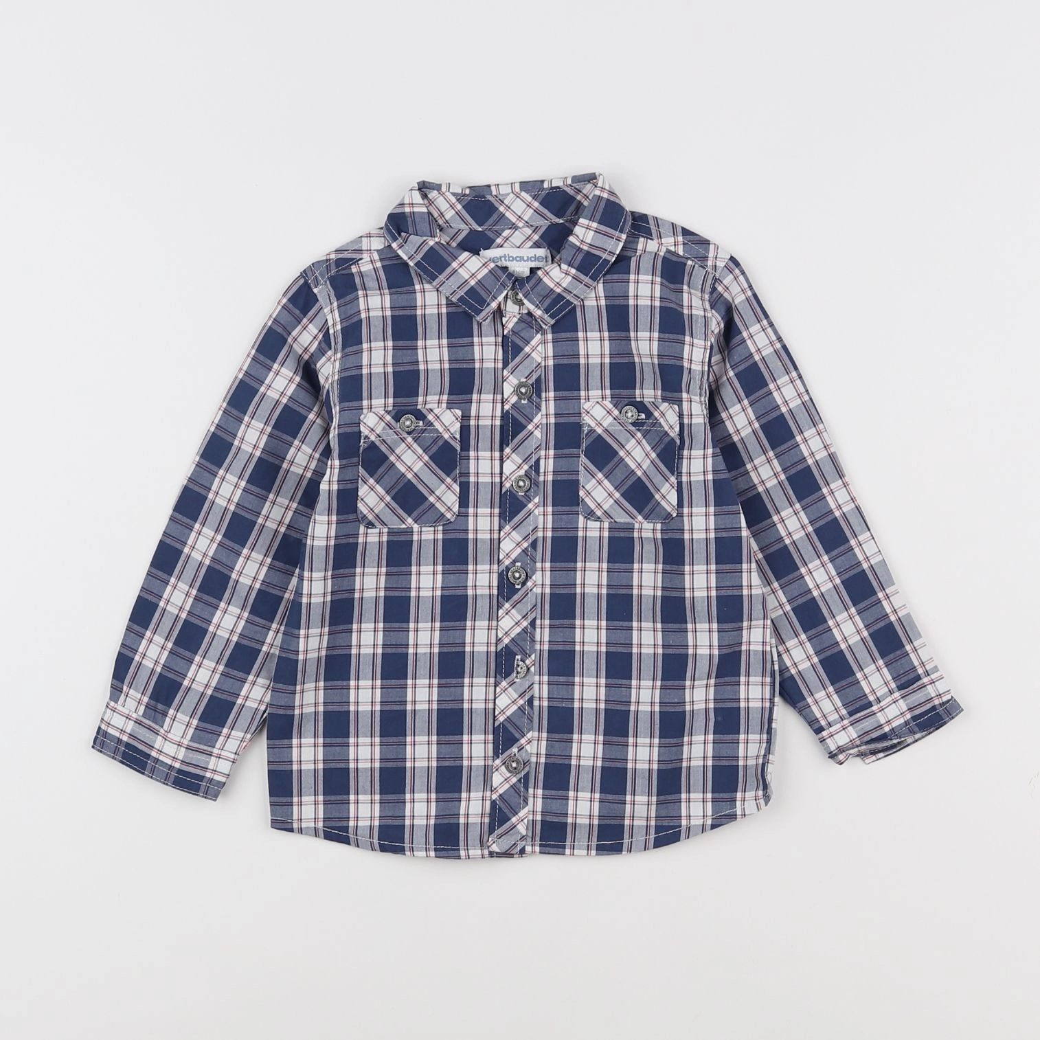 Vertbaudet - chemise bleu, blanc - 18 mois