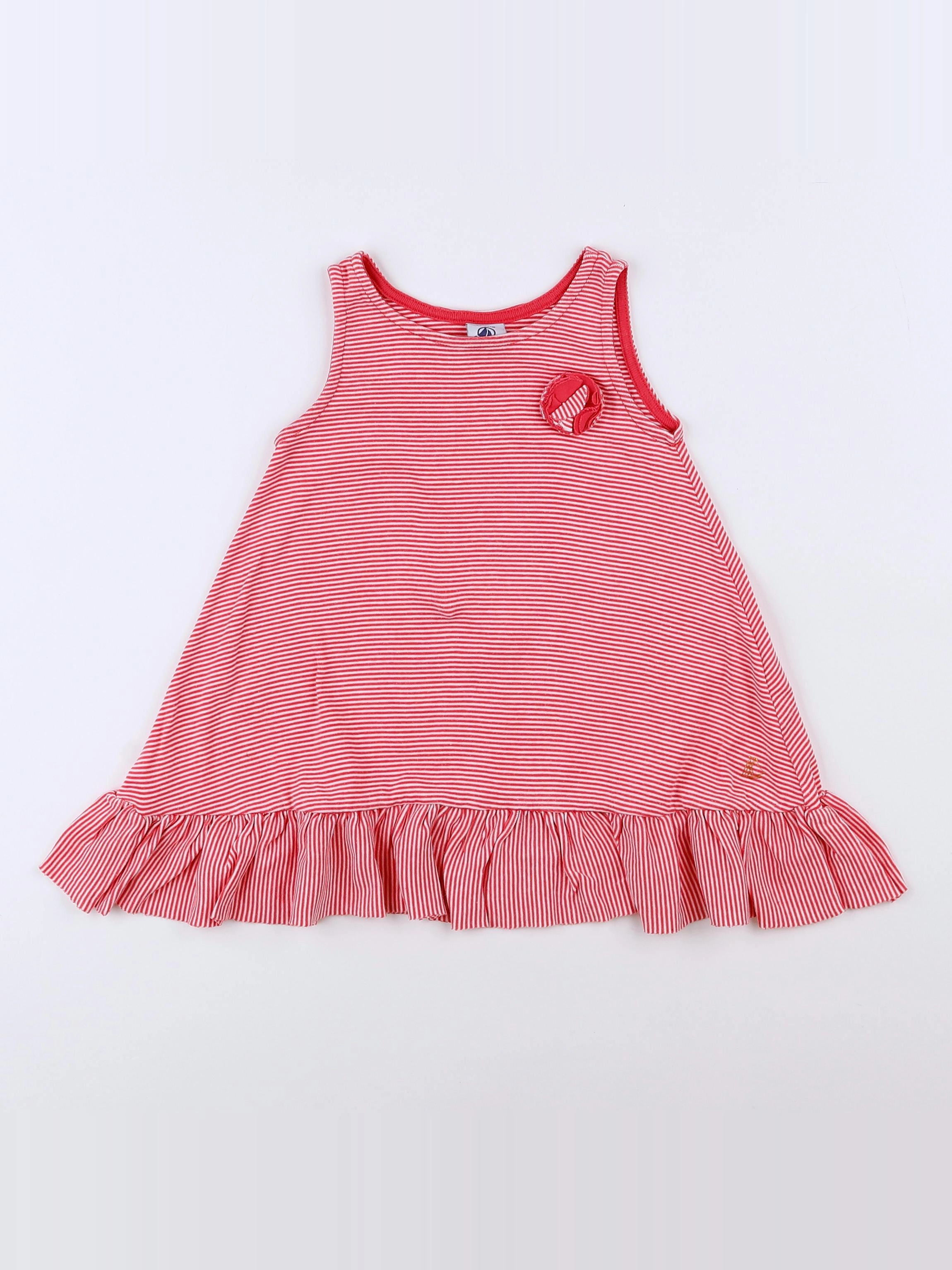 Petit Bateau - robe blanc, rose - 18 mois