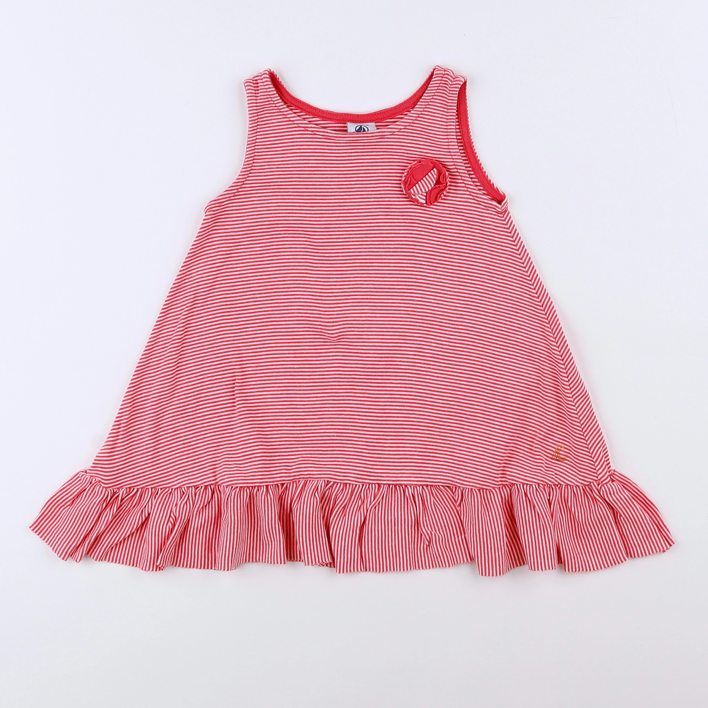 Petit Bateau - robe blanc, rose - 18 mois