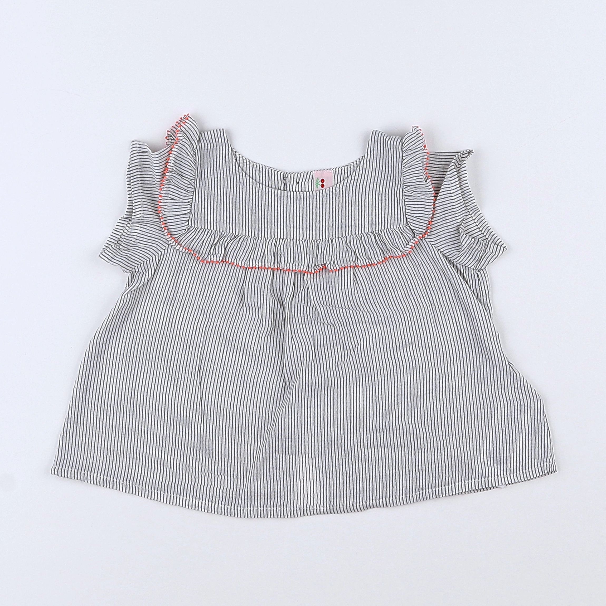 Bonpoint - blouse beige, orange - 6 mois