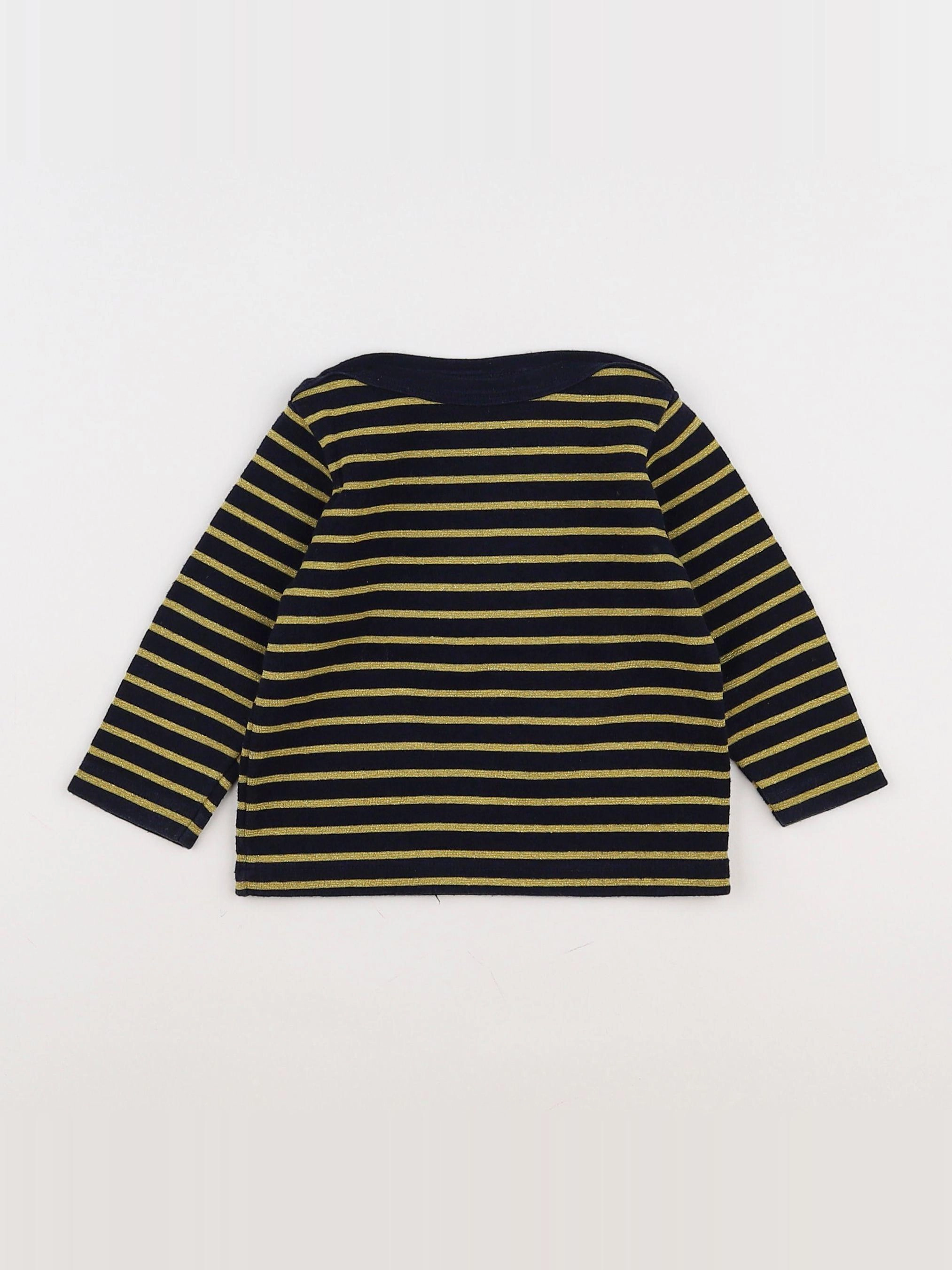 Petit Bateau - tee-shirt or, noir - 12 mois