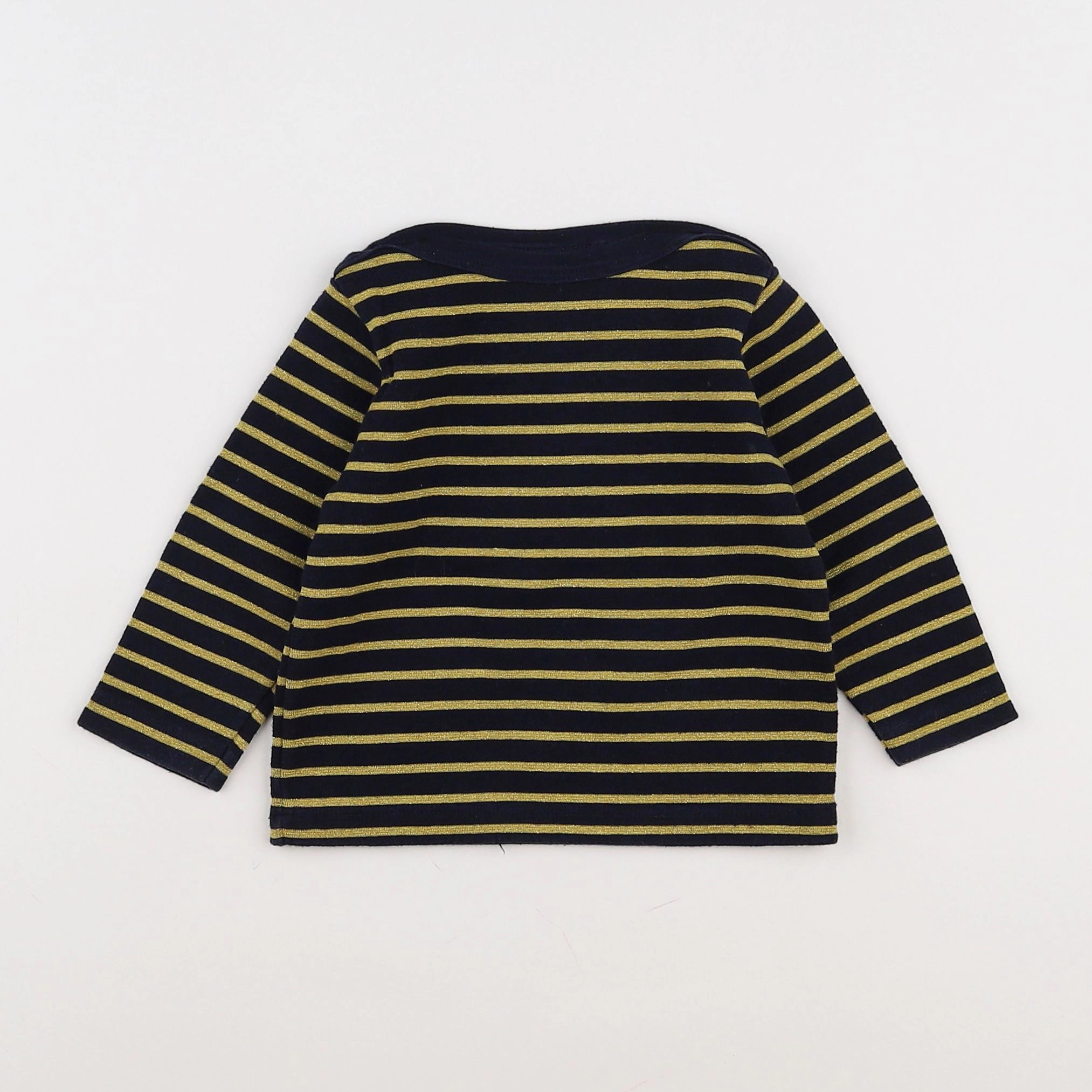 Petit Bateau - tee-shirt or, noir - 12 mois