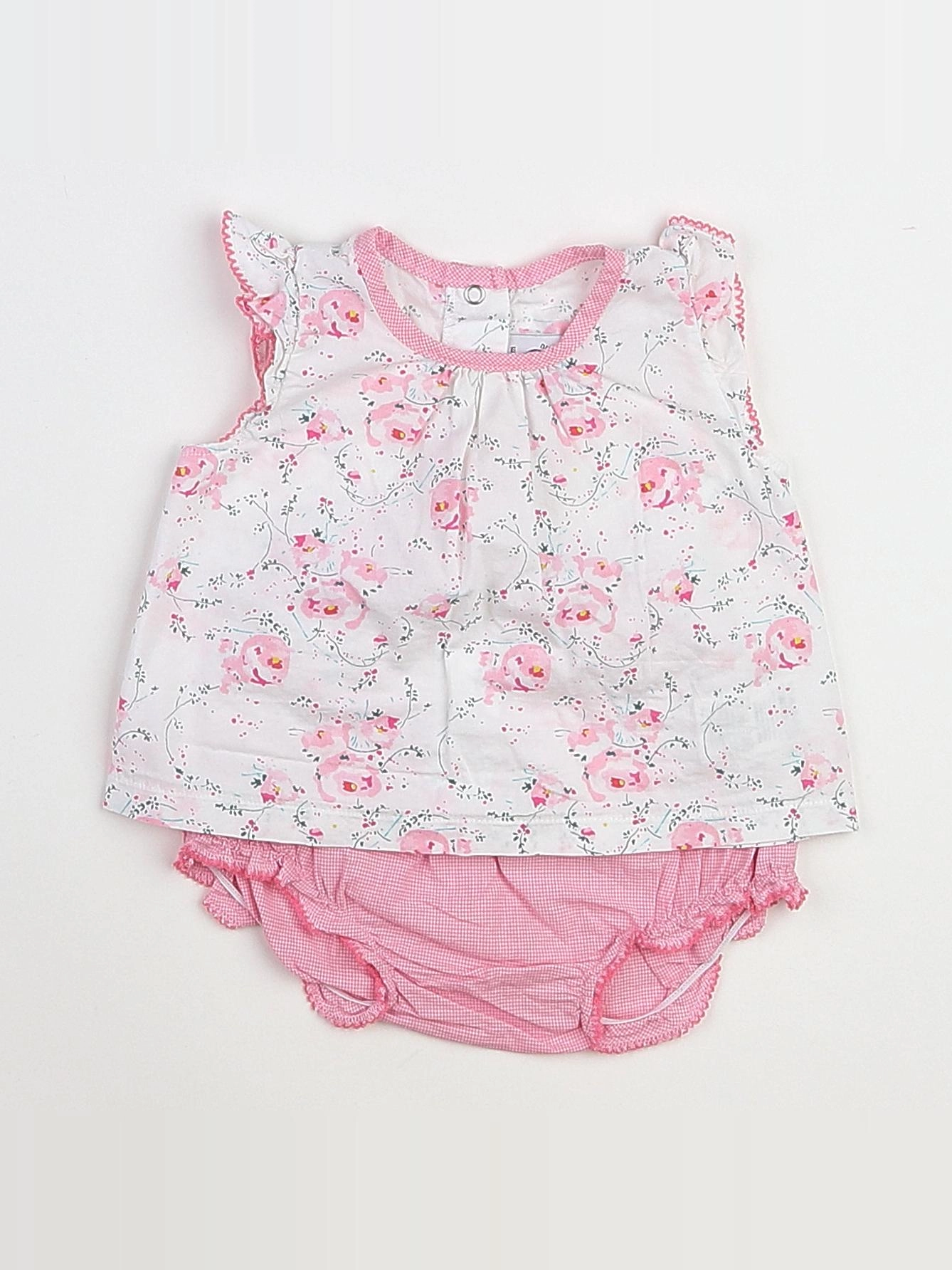 Petit Bateau - ensemble rose, blanc - 3 mois