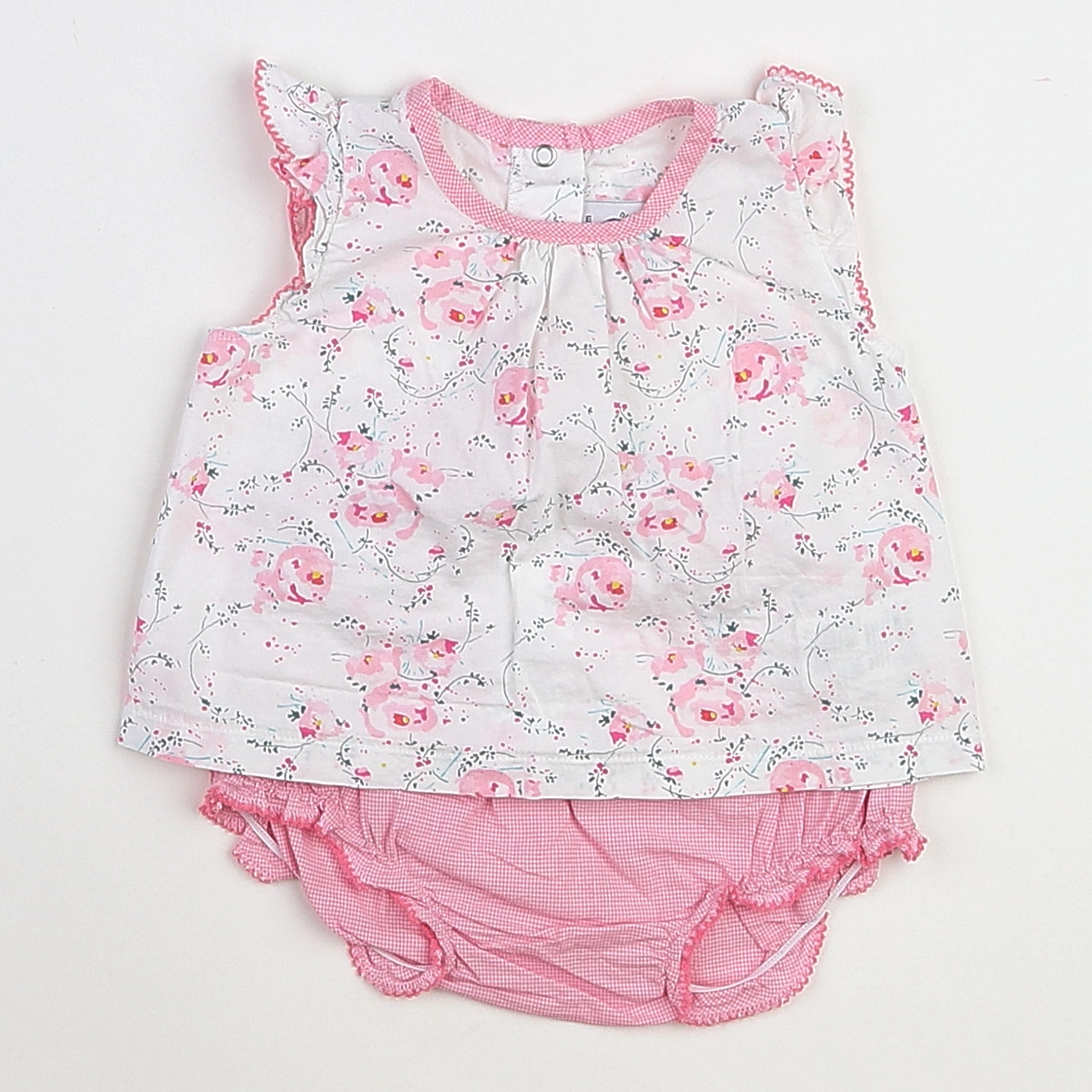 Petit Bateau - ensemble rose, blanc - 3 mois