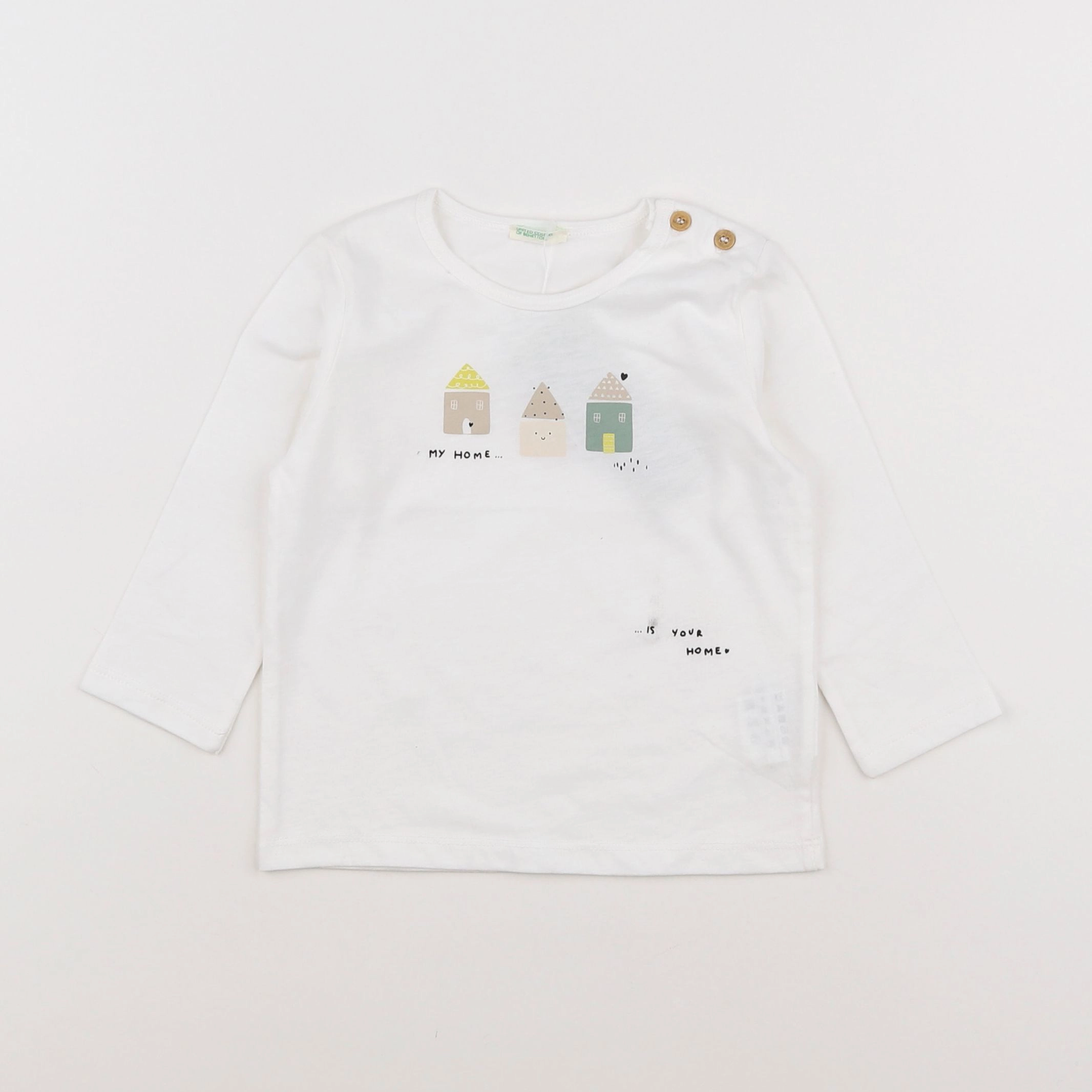 Benetton - tee-shirt blanc - 9/12 mois