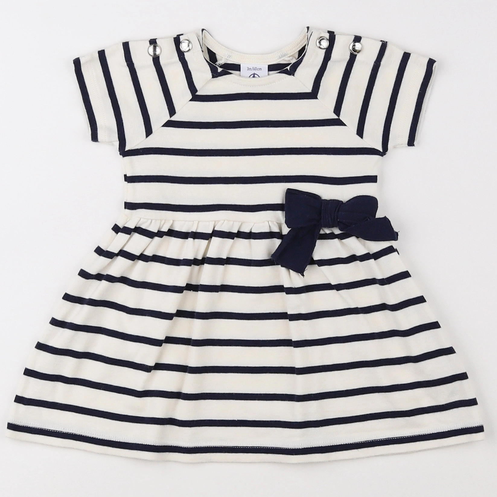 Petit Bateau - robe beige, bleu - 3 mois