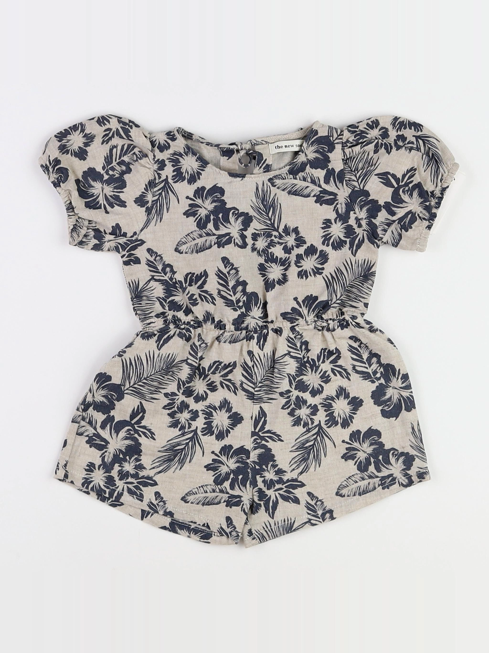 The new society - combinaison beige, bleu (état neuf) - 3 mois