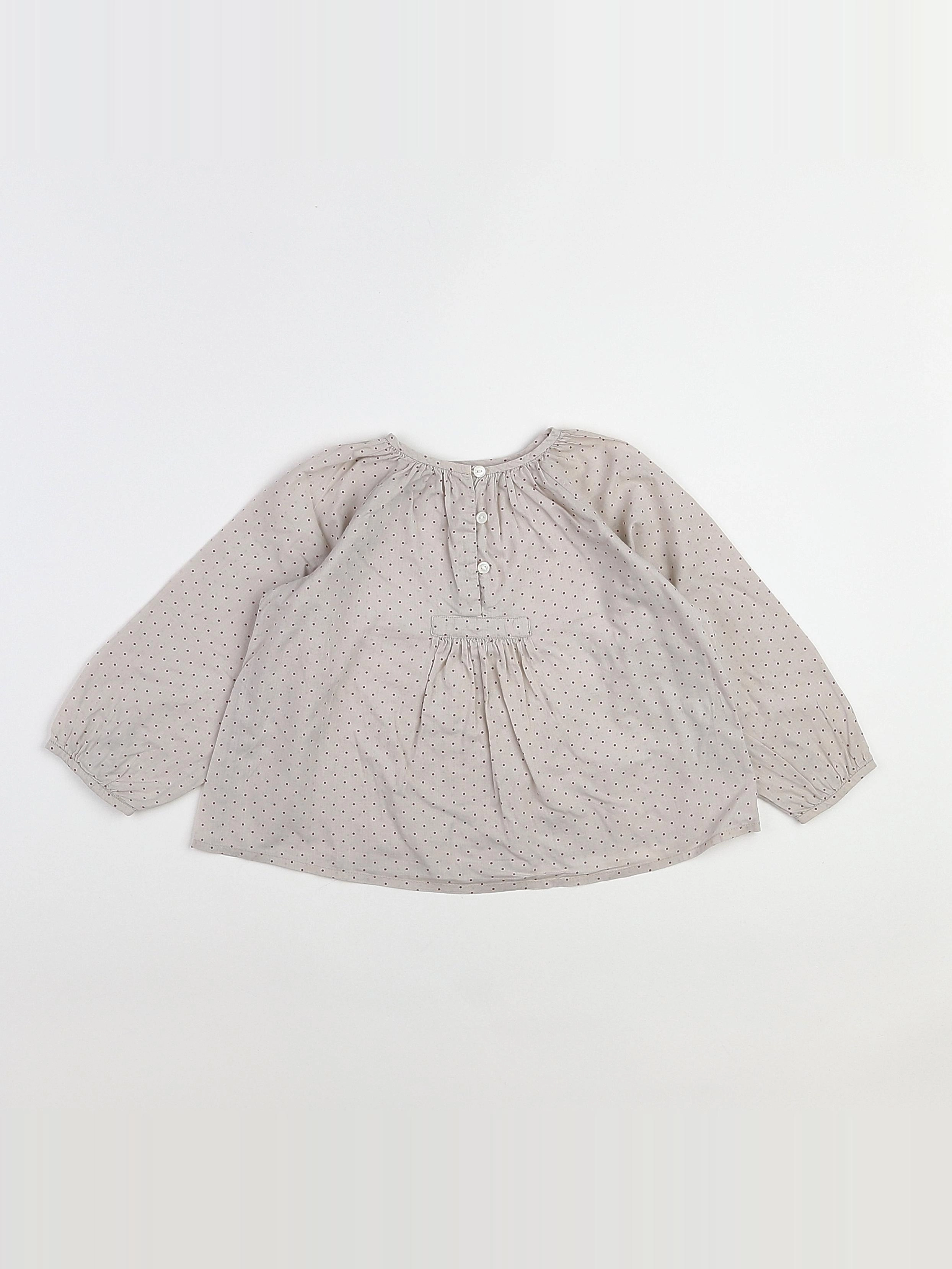 Bonpoint - blouse beige, rouge - 2 ans