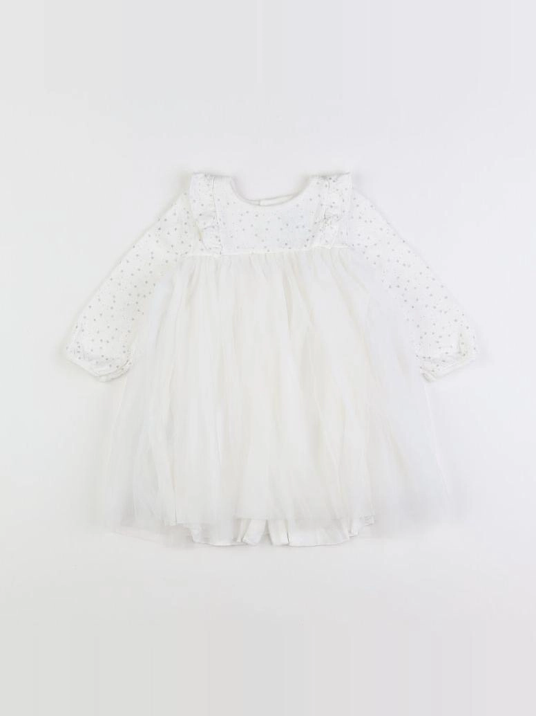 Petit Bateau - robe blanc, argent - 12 mois
