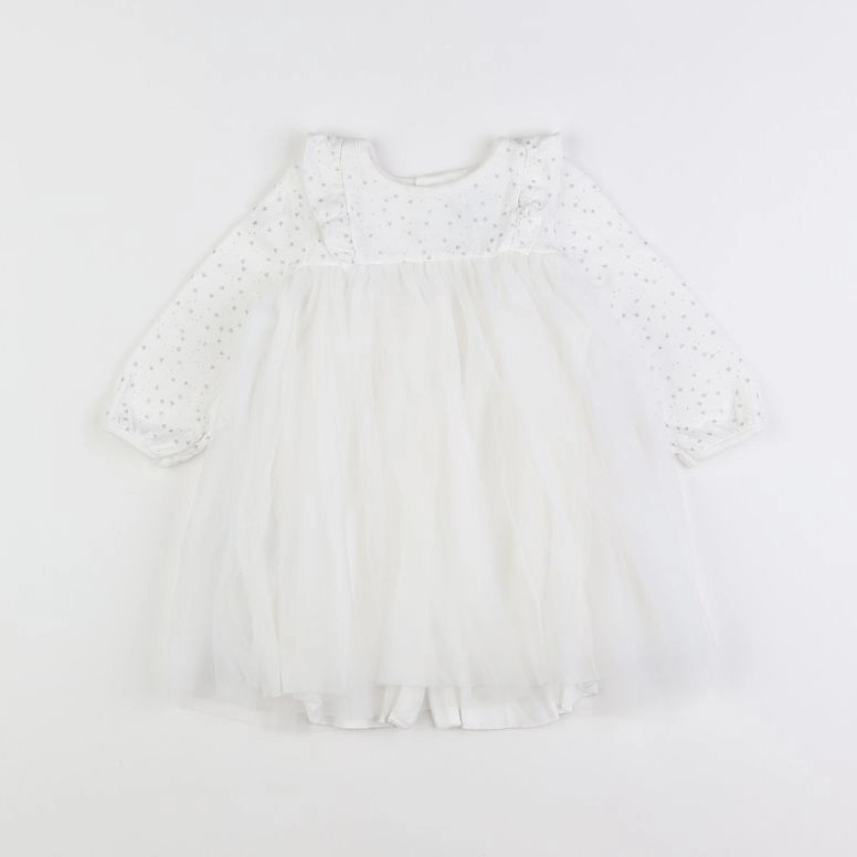 Petit Bateau - robe blanc, argent - 12 mois