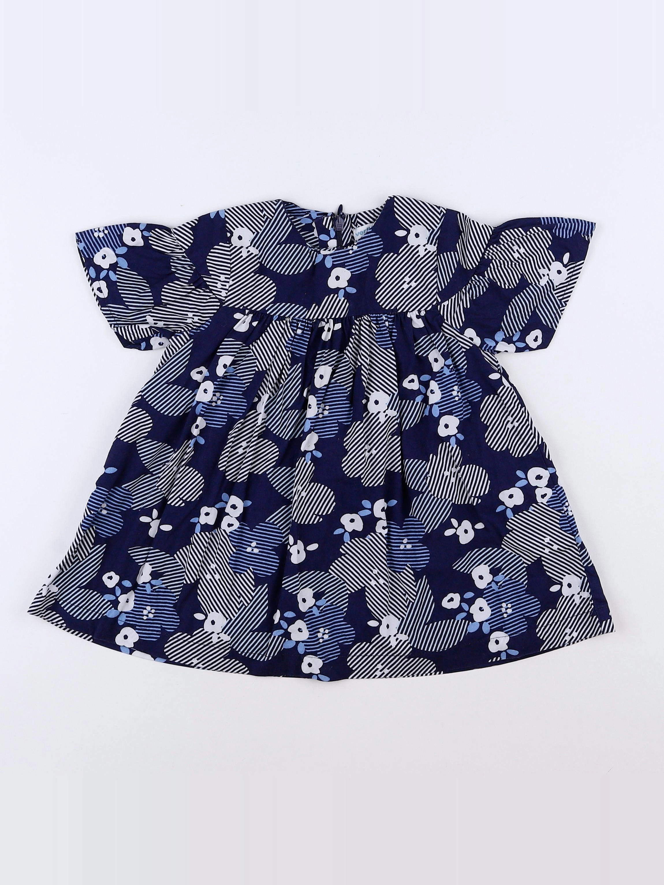 Vertbaudet - robe bleu, blanc - 18 mois