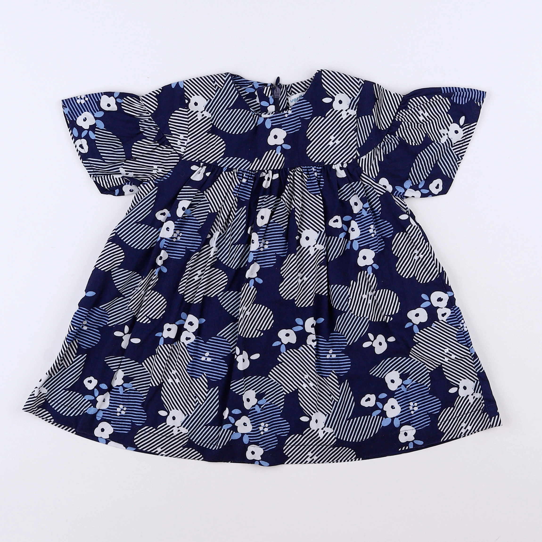 Vertbaudet - robe bleu, blanc - 18 mois