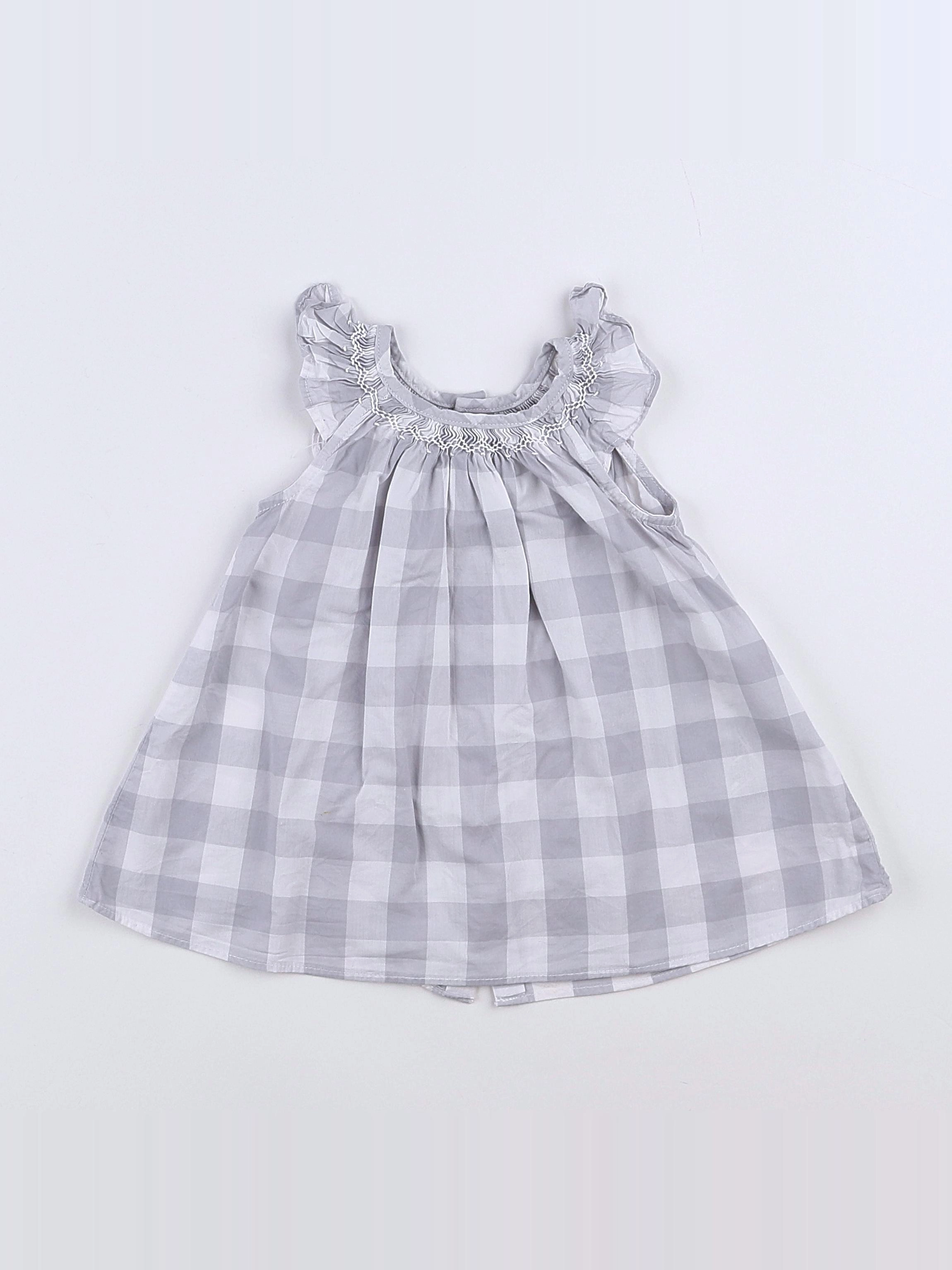 Jacadi - robe blanc, gris - 3 mois