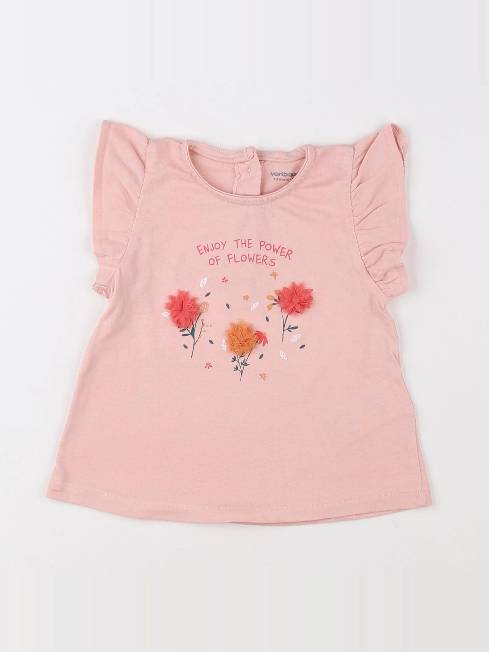 Vertbaudet - tee-shirt rose - 12 mois