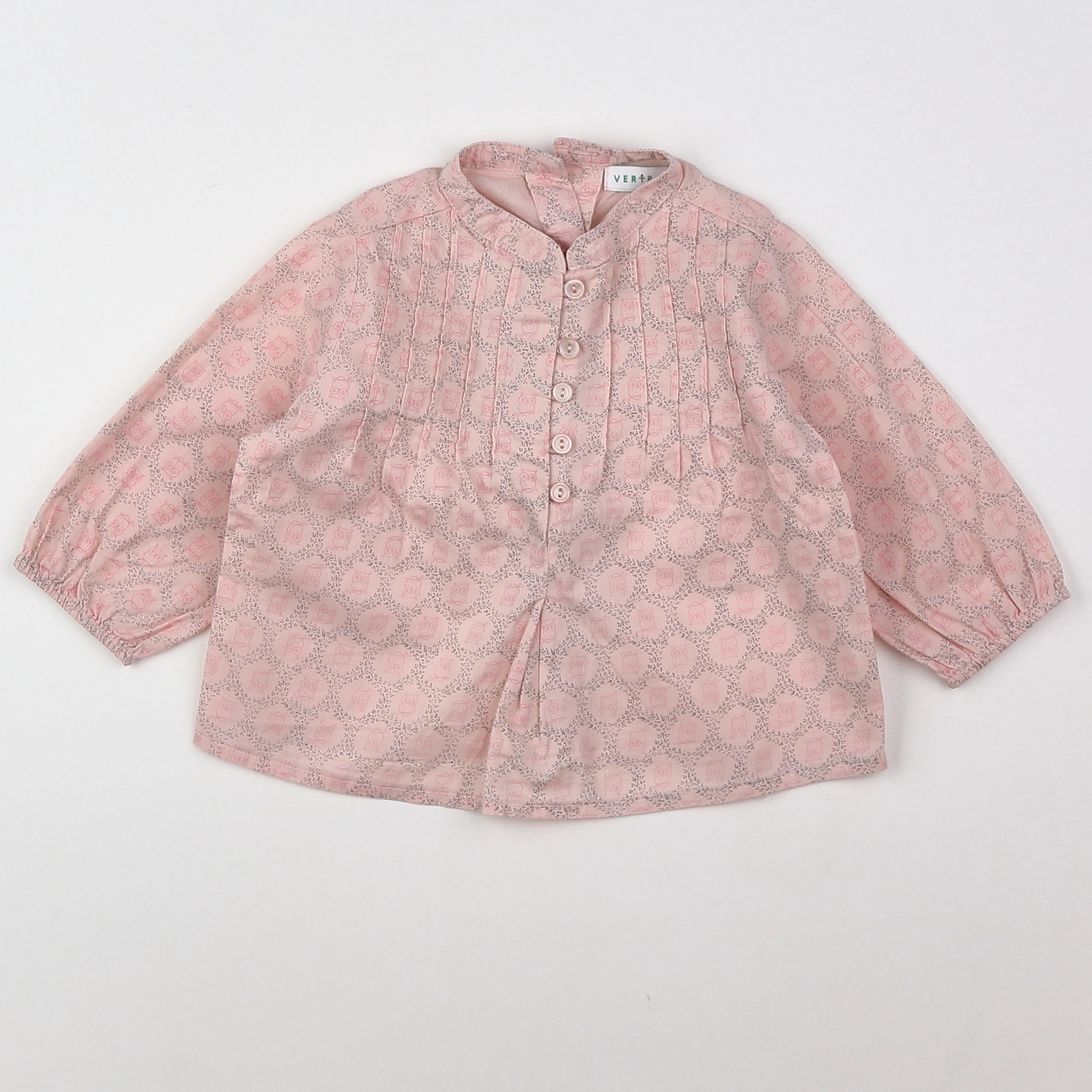 Vertbaudet - blouse rose, gris - 3 mois