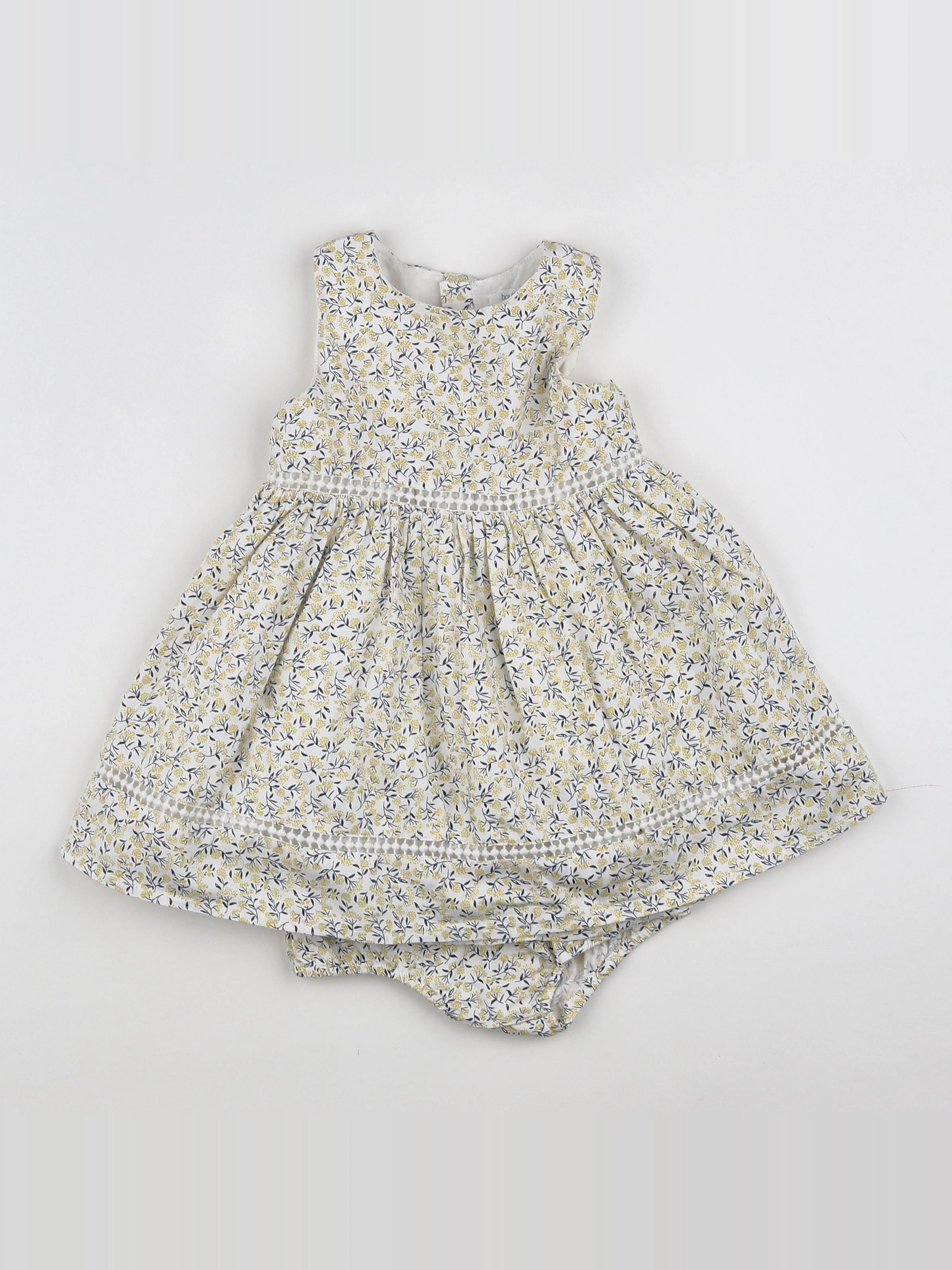 Boutchou - robe jaune, blanc - 12 mois