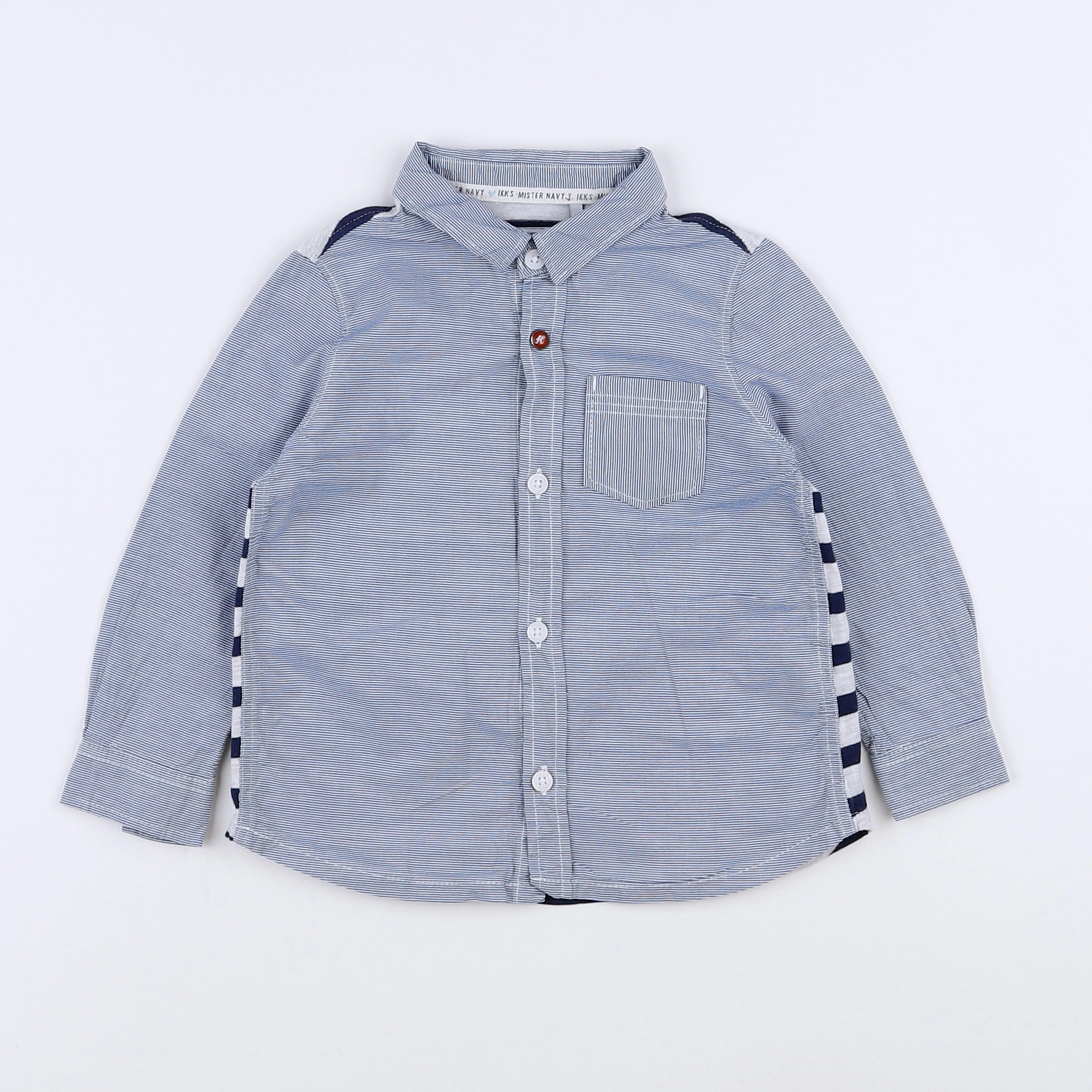IKKS - chemise imprimé au dos bleu, blanc - 18 mois