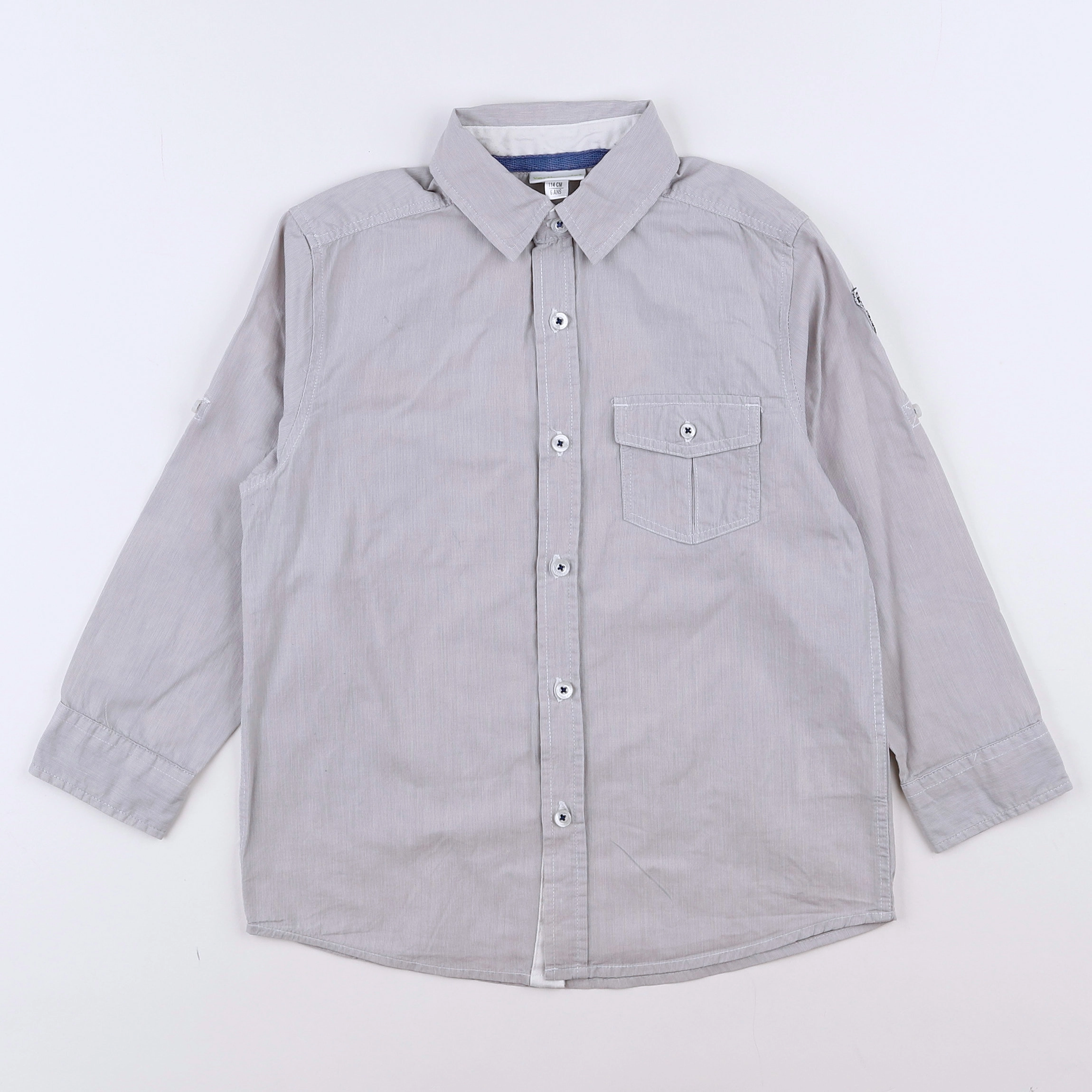 Vertbaudet - chemise imprimé au dos gris - 6 ans