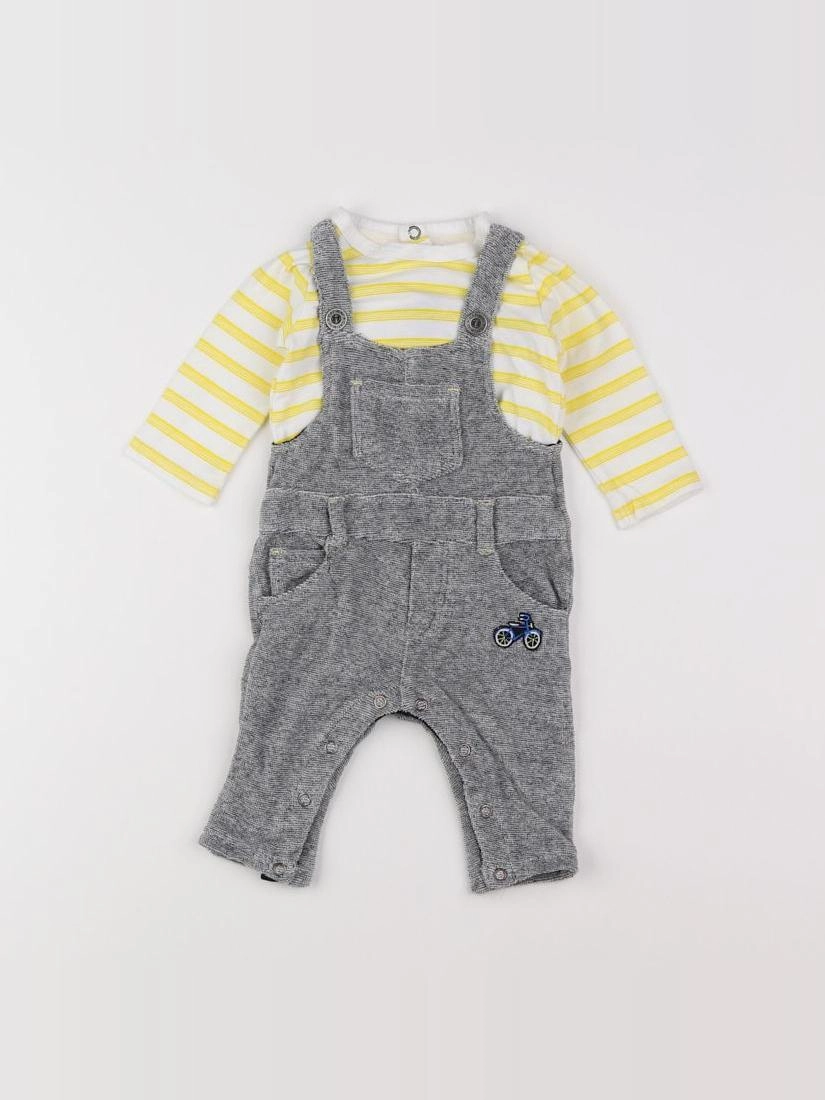 Catimini - salopette jaune, gris - 3 mois